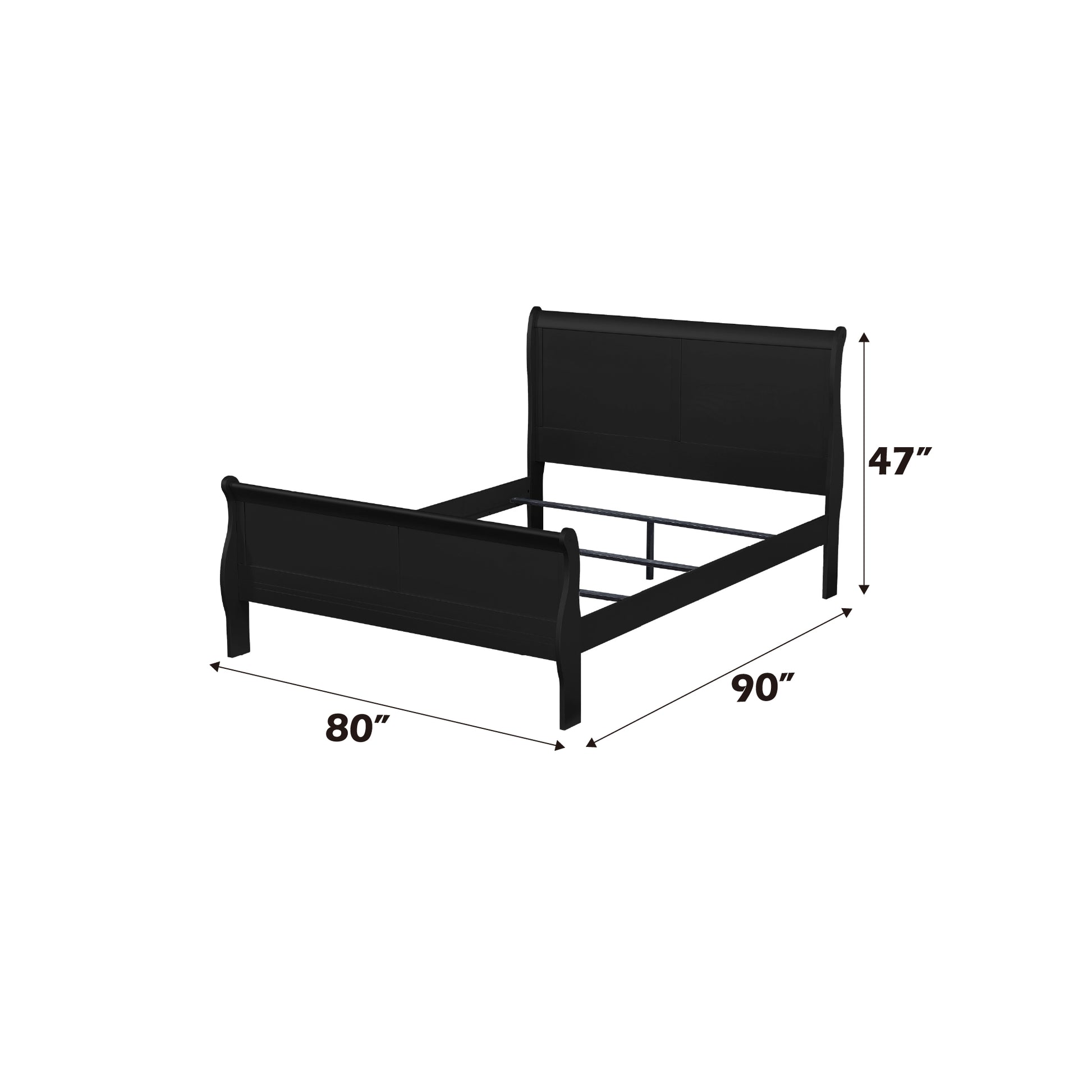 Louis Philippe Black Finish 4PCS Bedroom Set(E. King) FredCo