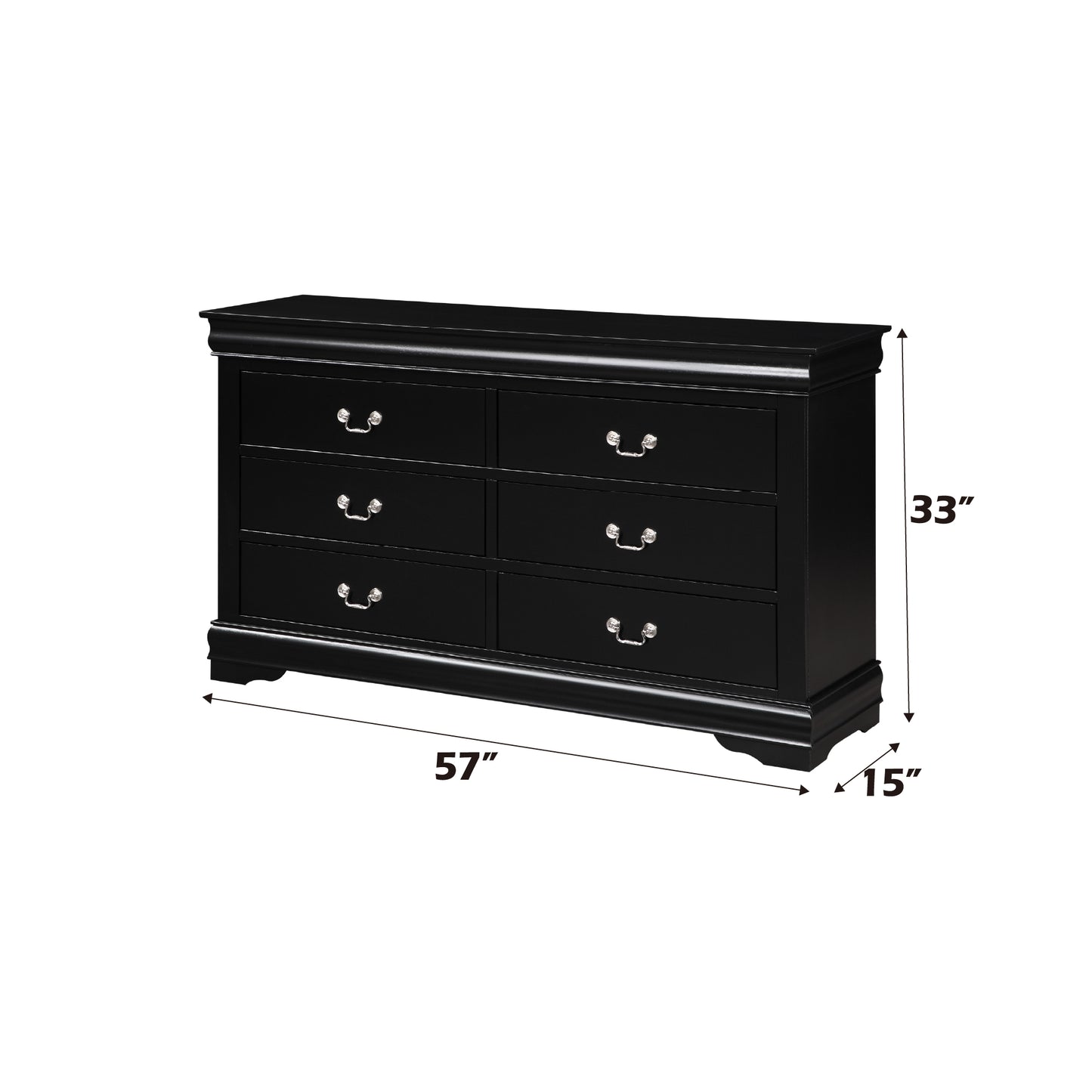 Louis Philippe Black Finish 4PCS Bedroom Set(E. King) FredCo