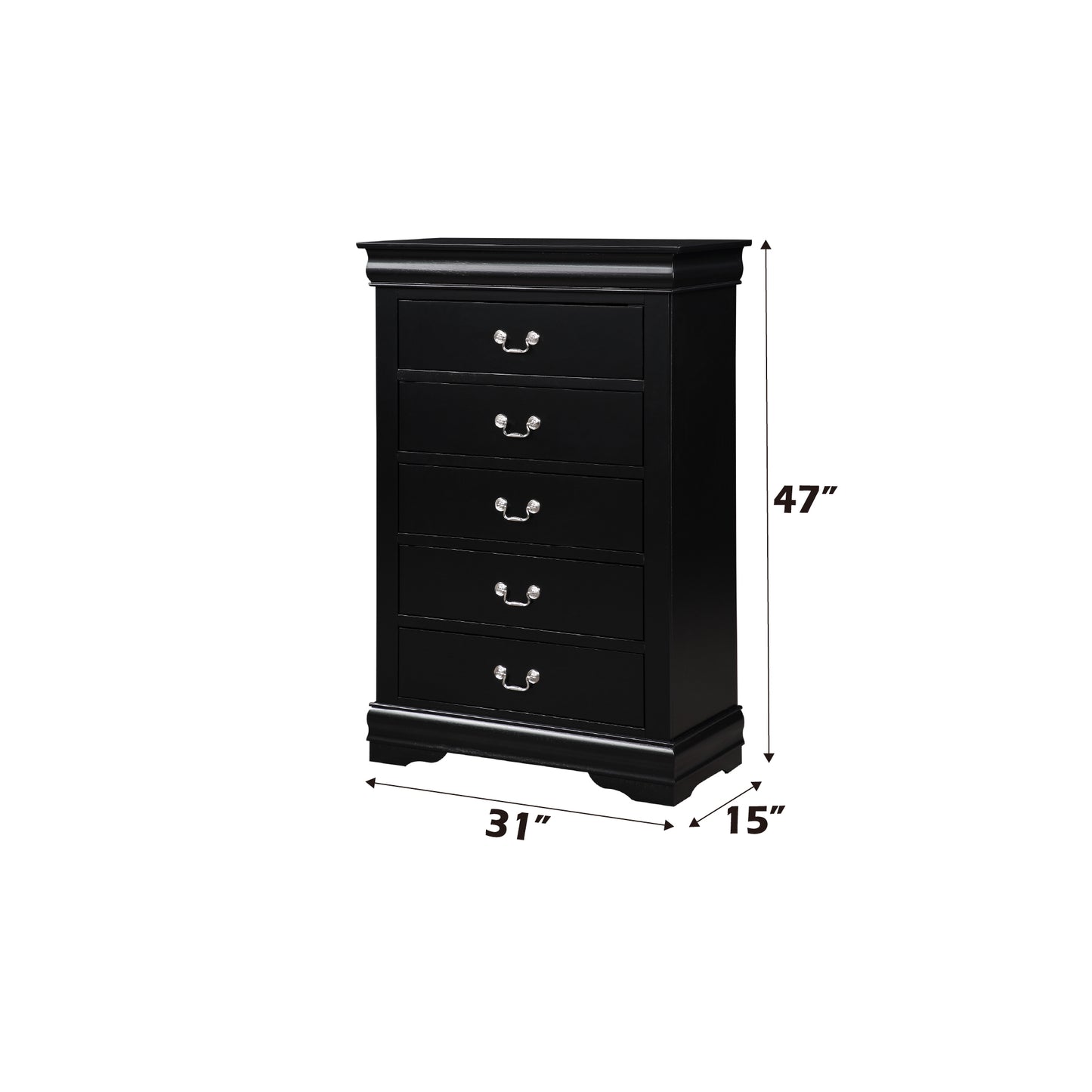 Louis Philippe Black Finish 4PCS Bedroom Set(E. King) FredCo