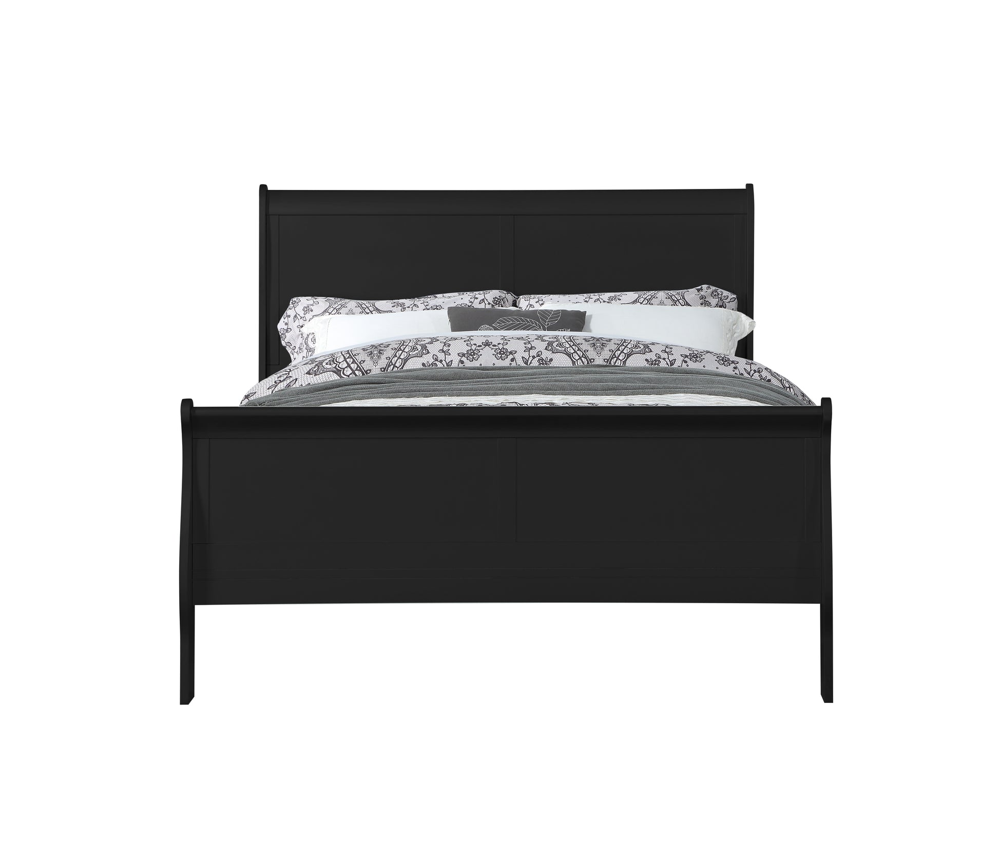 Louis Philippe Black Finish 4PCS Bedroom Set (Twin Bed) FredCo