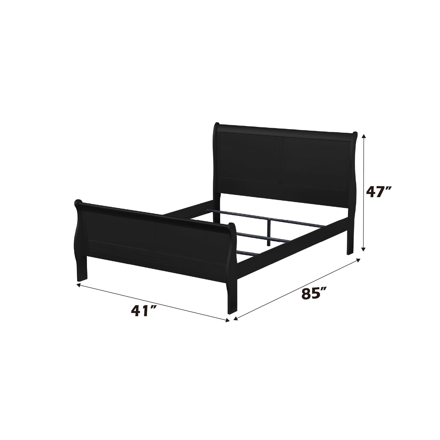 Louis Philippe Black Finish 4PCS Bedroom Set (Twin Bed) FredCo