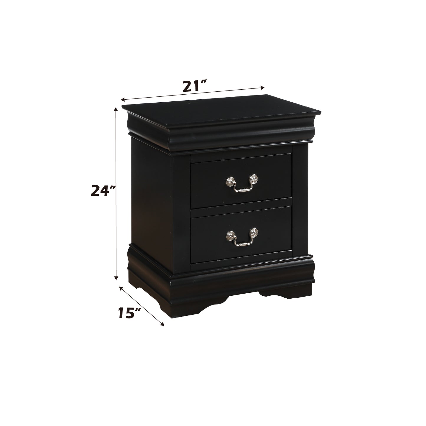 Louis Philippe Black Finish 4PCS Bedroom Set (Twin Bed) FredCo