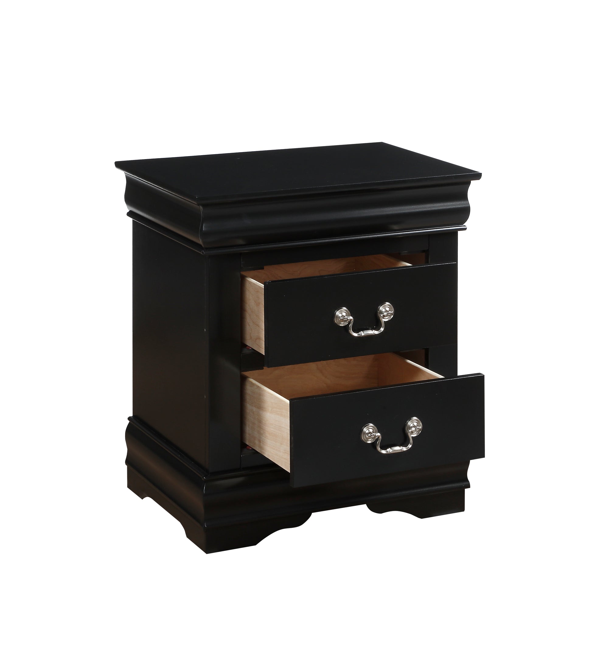 Louis Philippe Black Finish 4PCS Bedroom Set (Twin Bed, No Mirror) FredCo