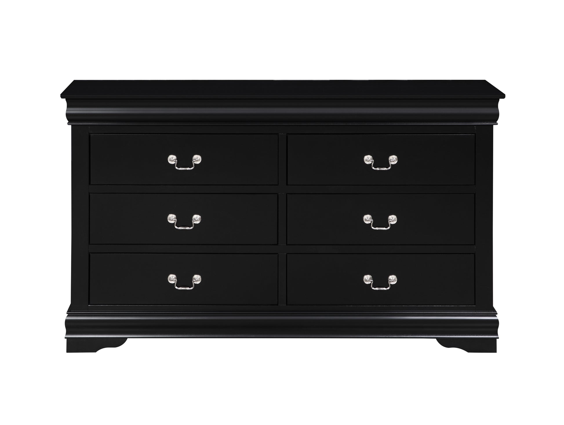 Louis Philippe Black Finish 4PCS Bedroom Set (Twin Bed, No Mirror) FredCo