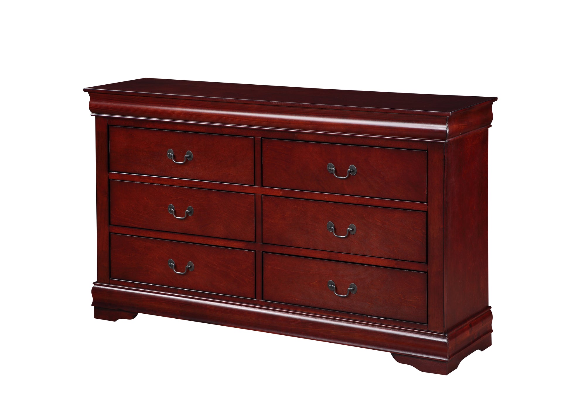 Louis Philippe Cherry Finish 4PCS Bedroom Set ( Twin Bed) FredCo