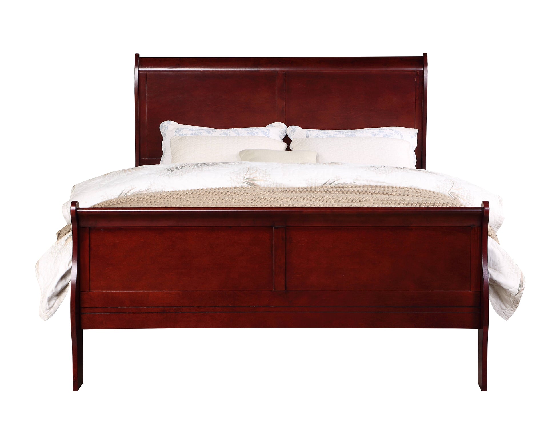 Louis Philippe Cherry Finish 4PCS Bedroom Set ( Twin Bed) FredCo