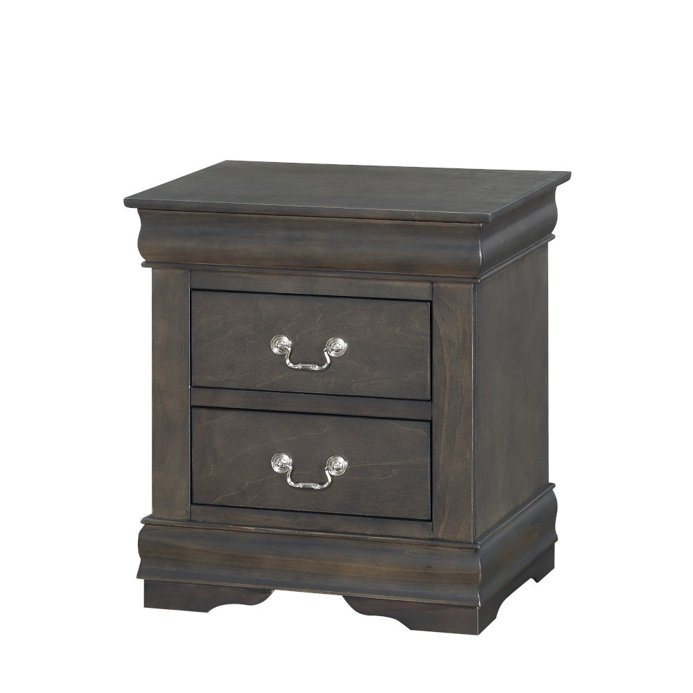 Louis Philippe Dark Gray Finish 2PCS Bedroom Set (E. King) FredCo