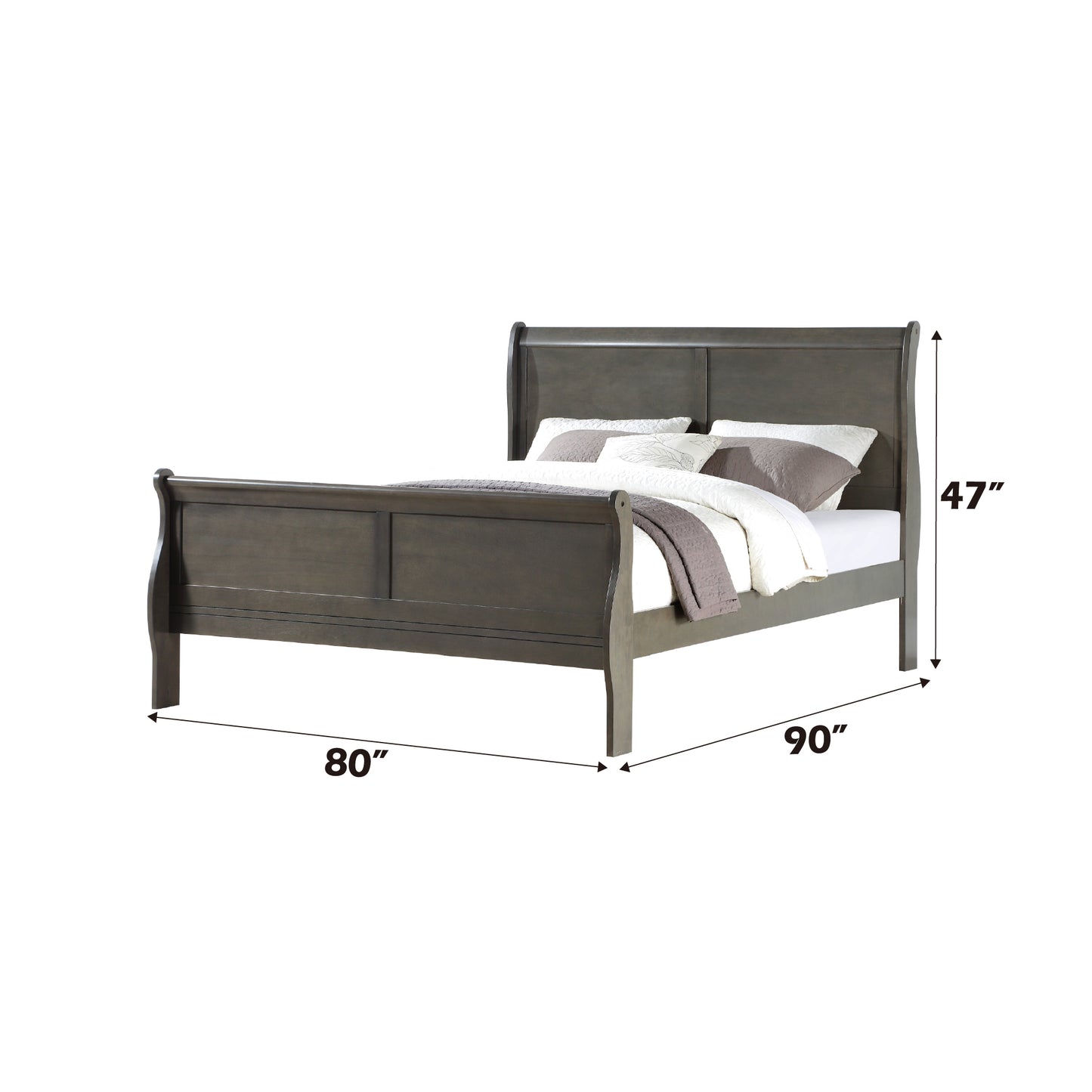 Louis Philippe Dark Gray Finish 2PCS Bedroom Set (E. King) FredCo