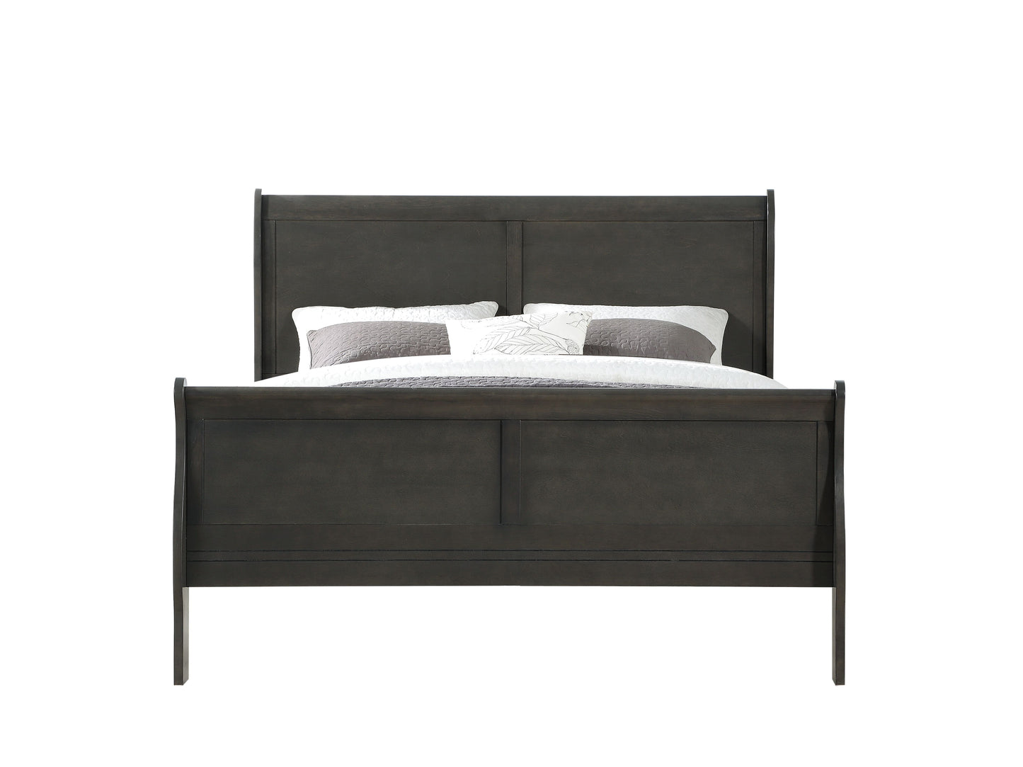 Louis Philippe Dark Gray Finish 2PCS Bedroom Set (E. King) FredCo