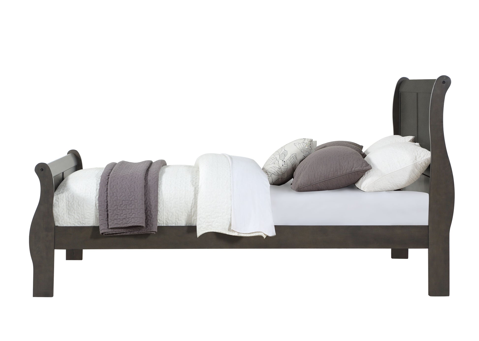 Louis Philippe Dark Gray Finish 4 PCS Bedroom Set (E. King) FredCo