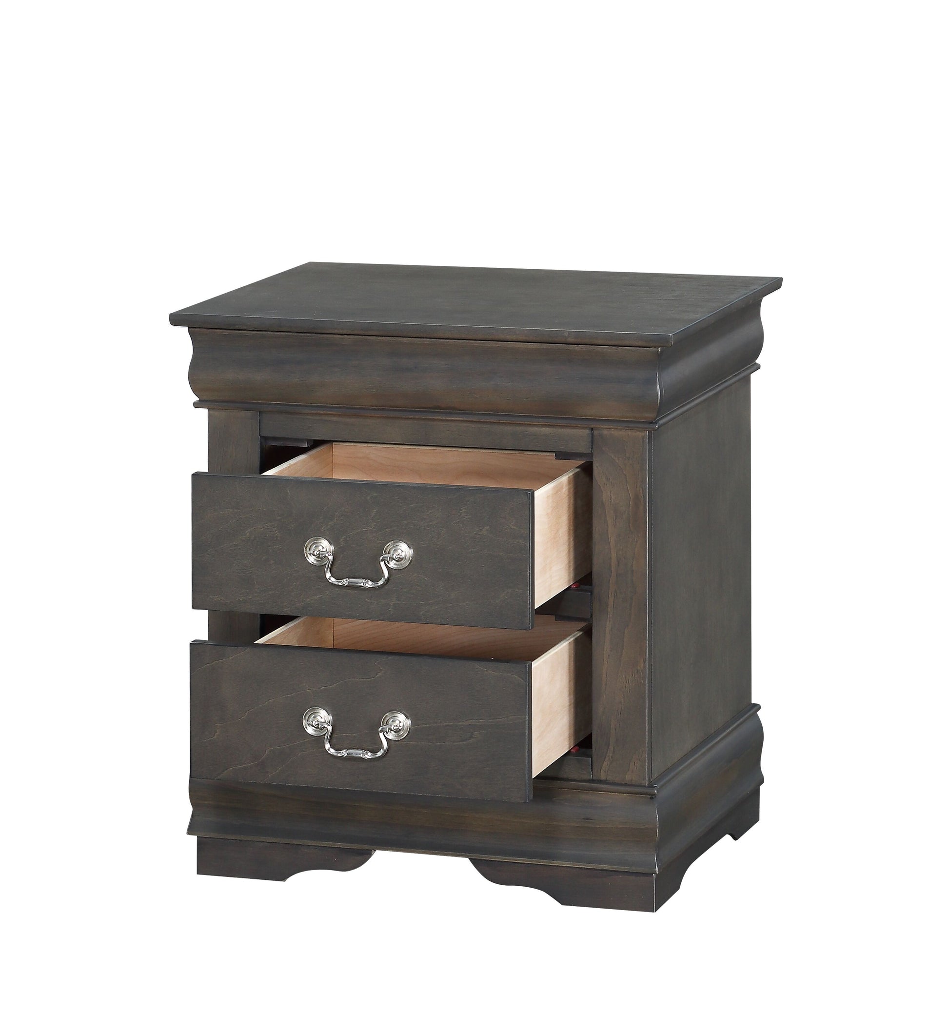Louis Philippe Dark Gray Finish 4 PCS Bedroom Set (E. King) FredCo