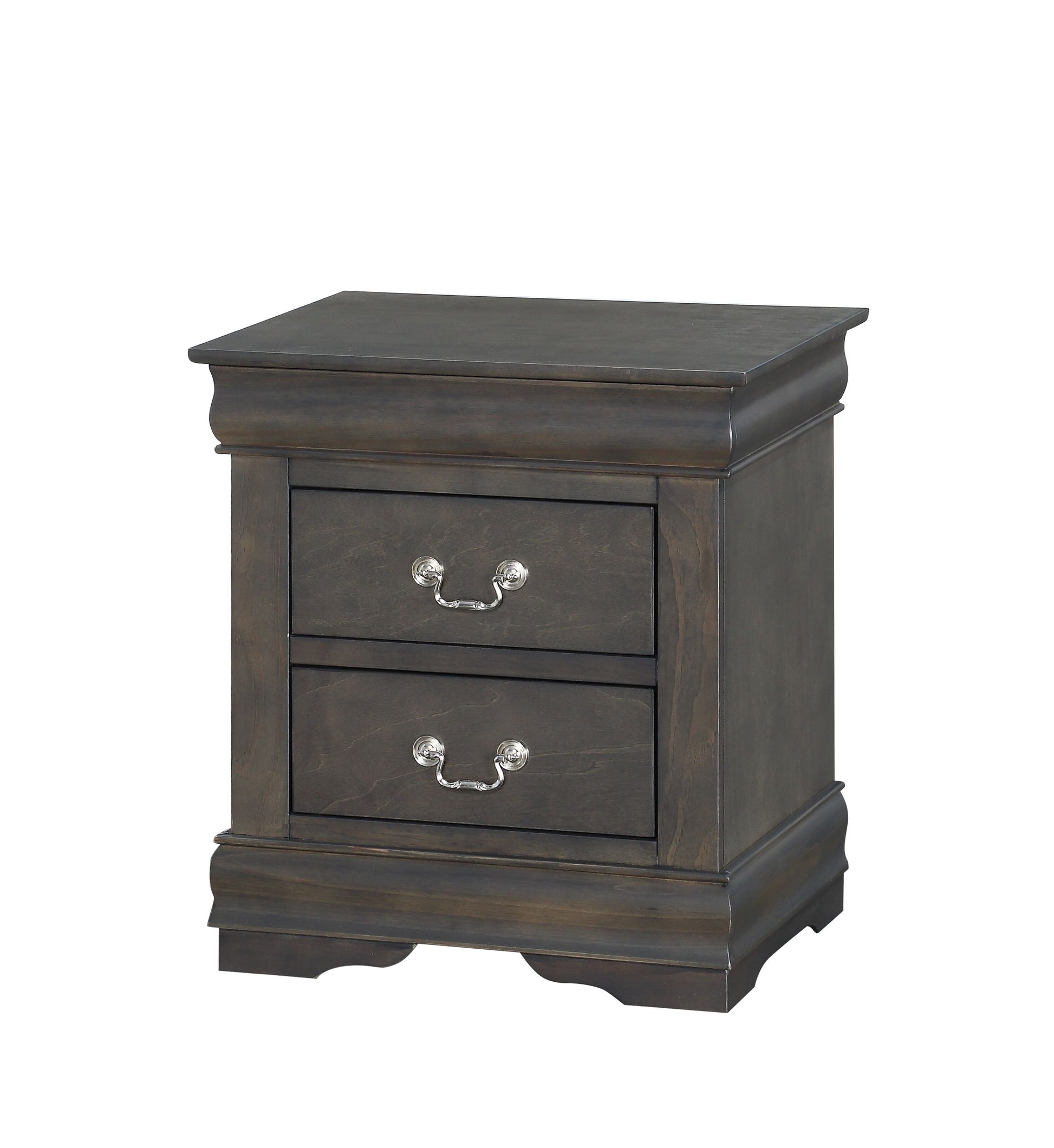 Louis Philippe Dark Gray Finish 4 PCS Bedroom Set (E. King) FredCo