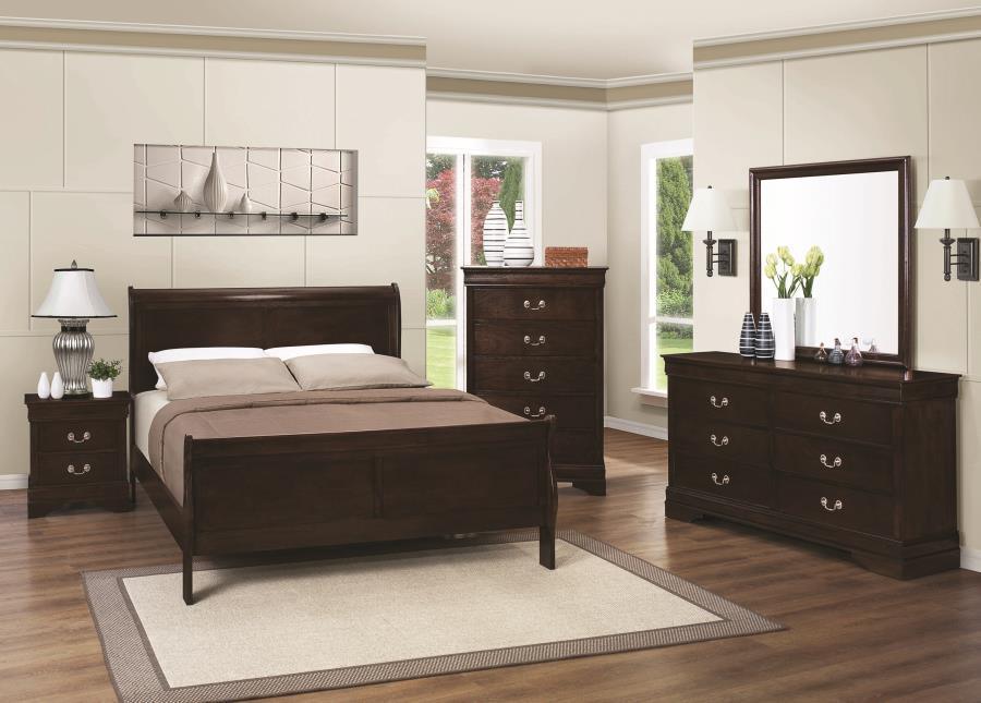 Louis Philippe Panel Bedroom Set with High Headboard Coaster Twin, 5 Piece FredCo