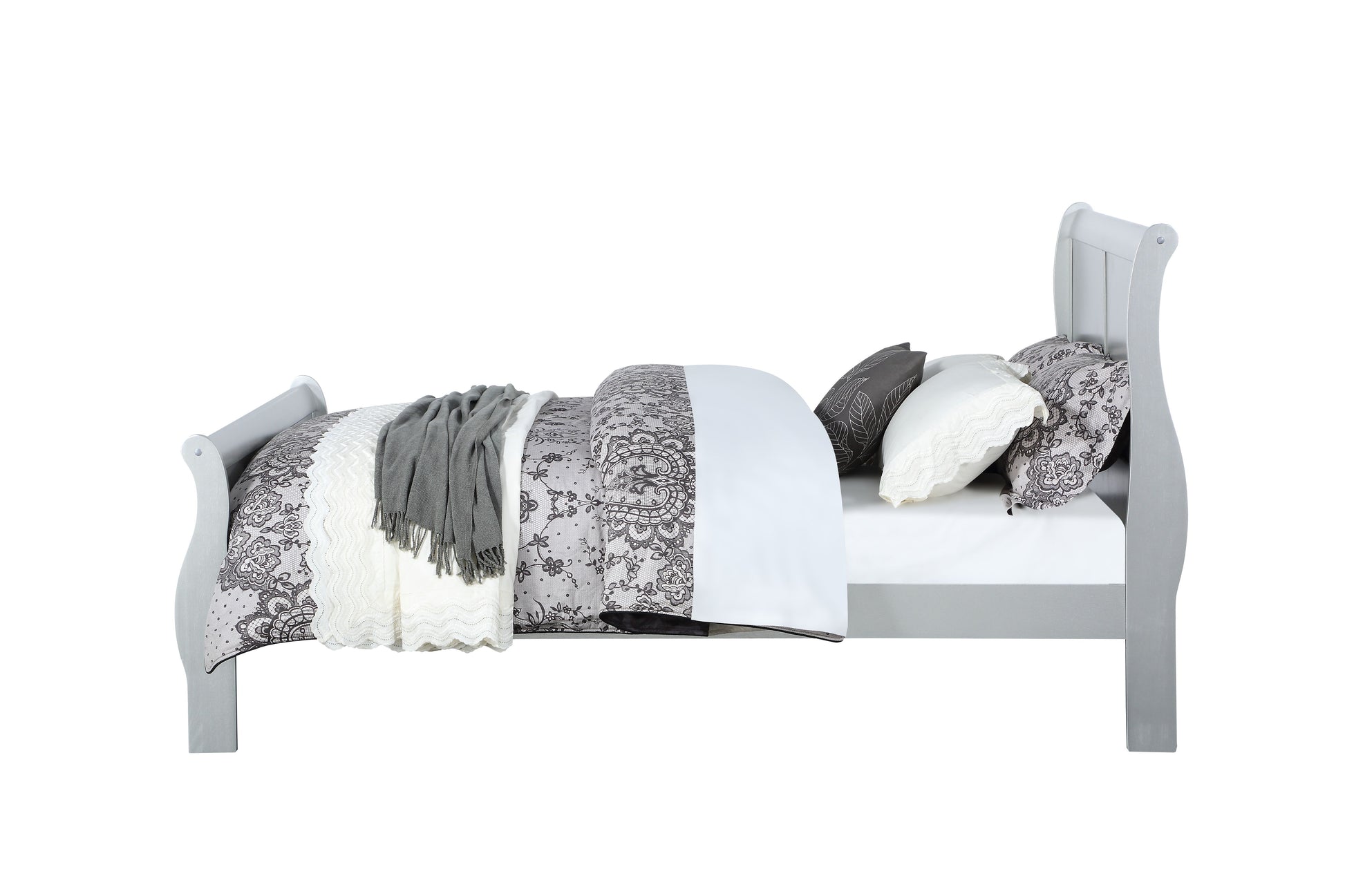Louis Philippe Platinum Finish 2PCS Bedroom Set (Queen Bed) FredCo