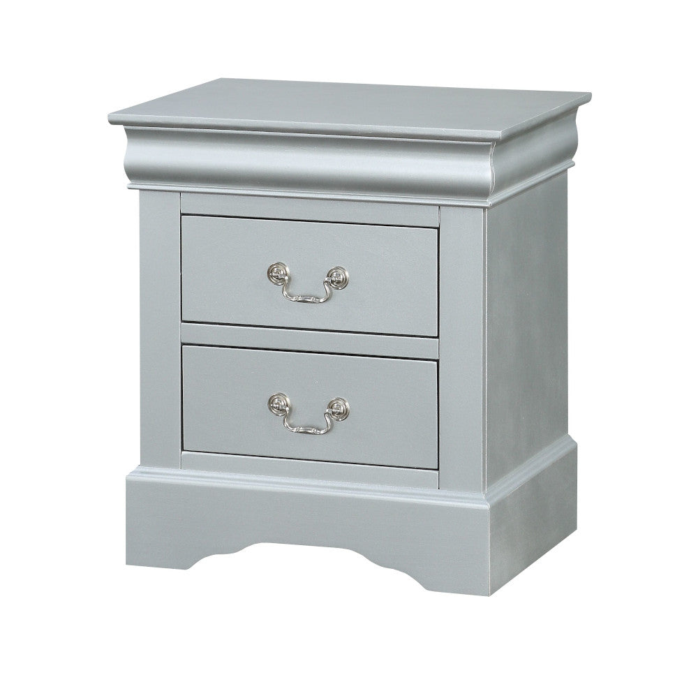 Louis Philippe Platinum Finish 2PCS Bedroom Set (Queen Bed) FredCo