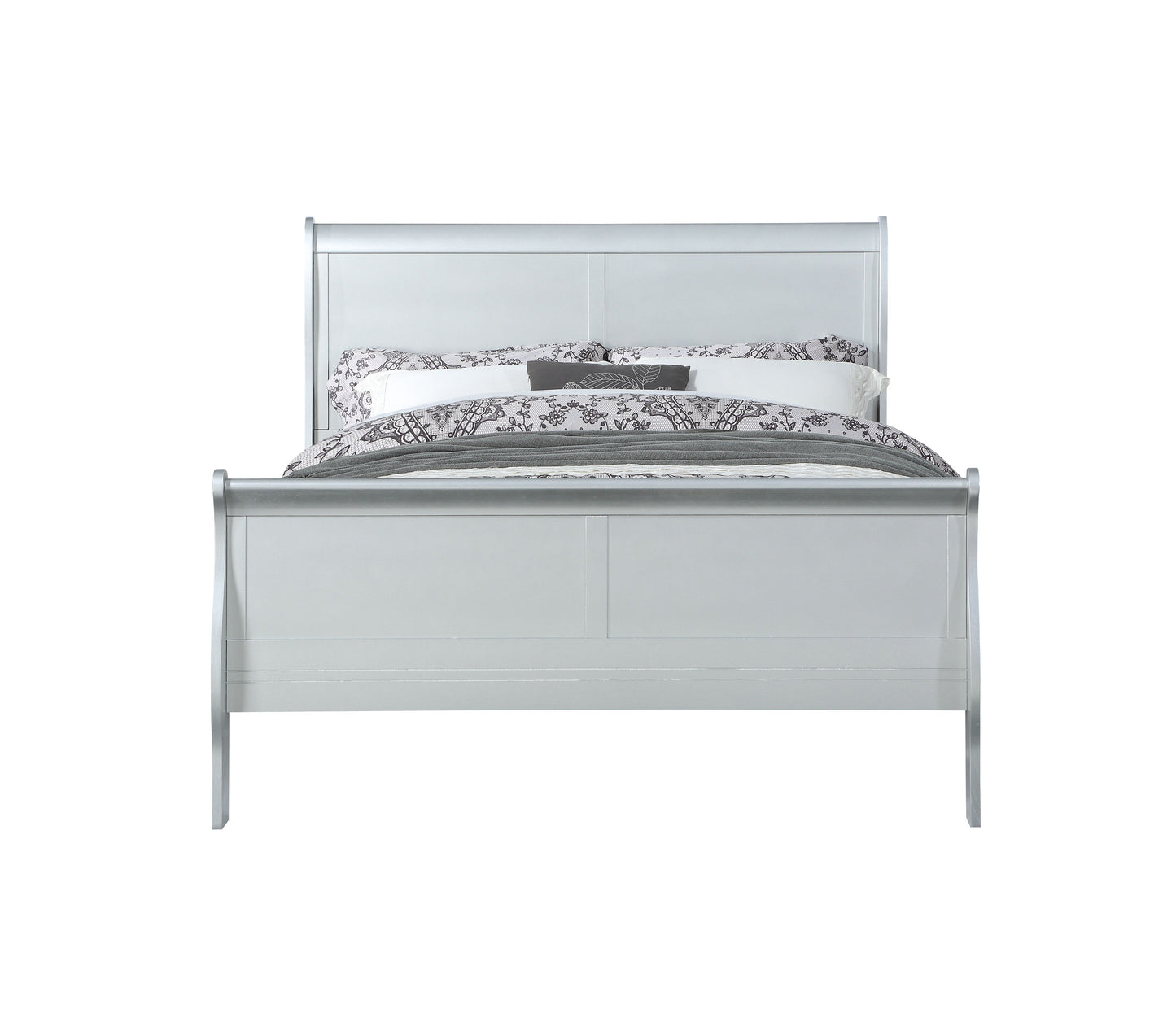 Louis Philippe Platinum Finish 4 PCS Bedroom Set (E. King) FredCo