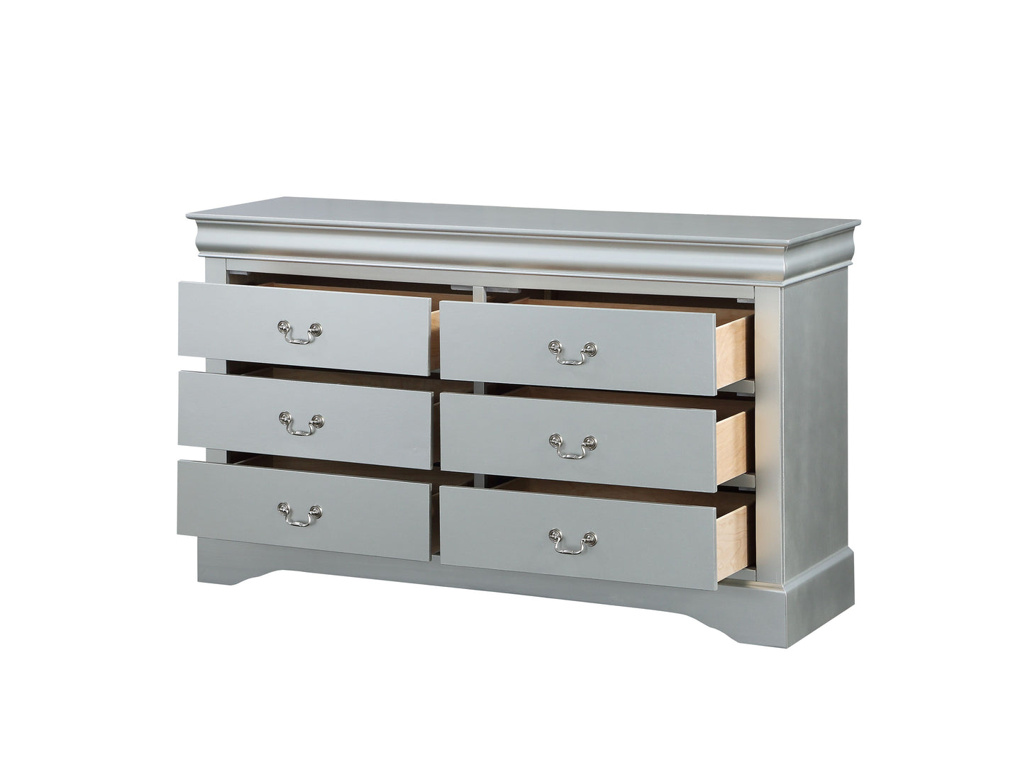 Louis Philippe Platinum Finish 5PCS Bedroom Set (E.King) FredCo