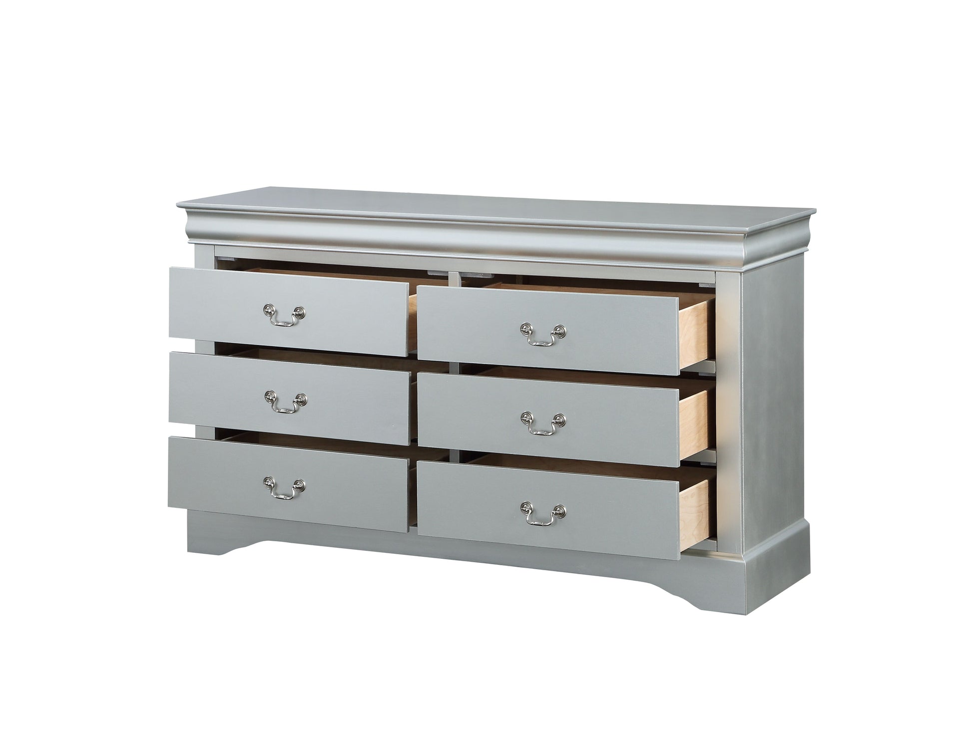 Louis Philippe Platinum Finish 5PCS Bedroom Set (E.King) FredCo