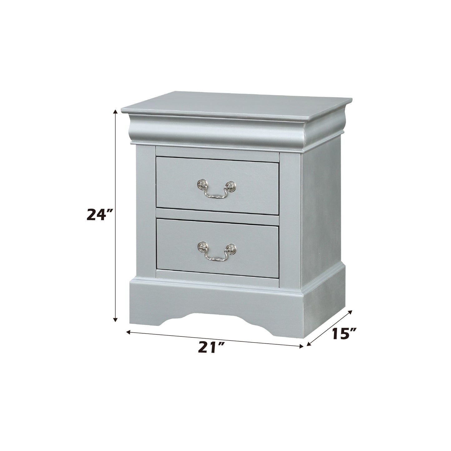 Louis Philippe Platinum Finish 5PCS Bedroom Set (E.King) FredCo
