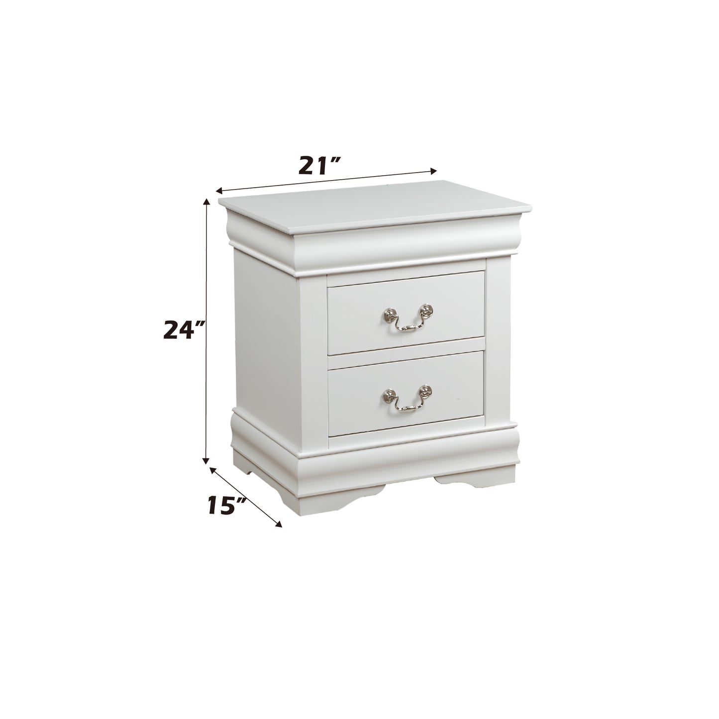 Louis Philippe White Finish 4 PCS Bedroom Set (E. King) FredCo