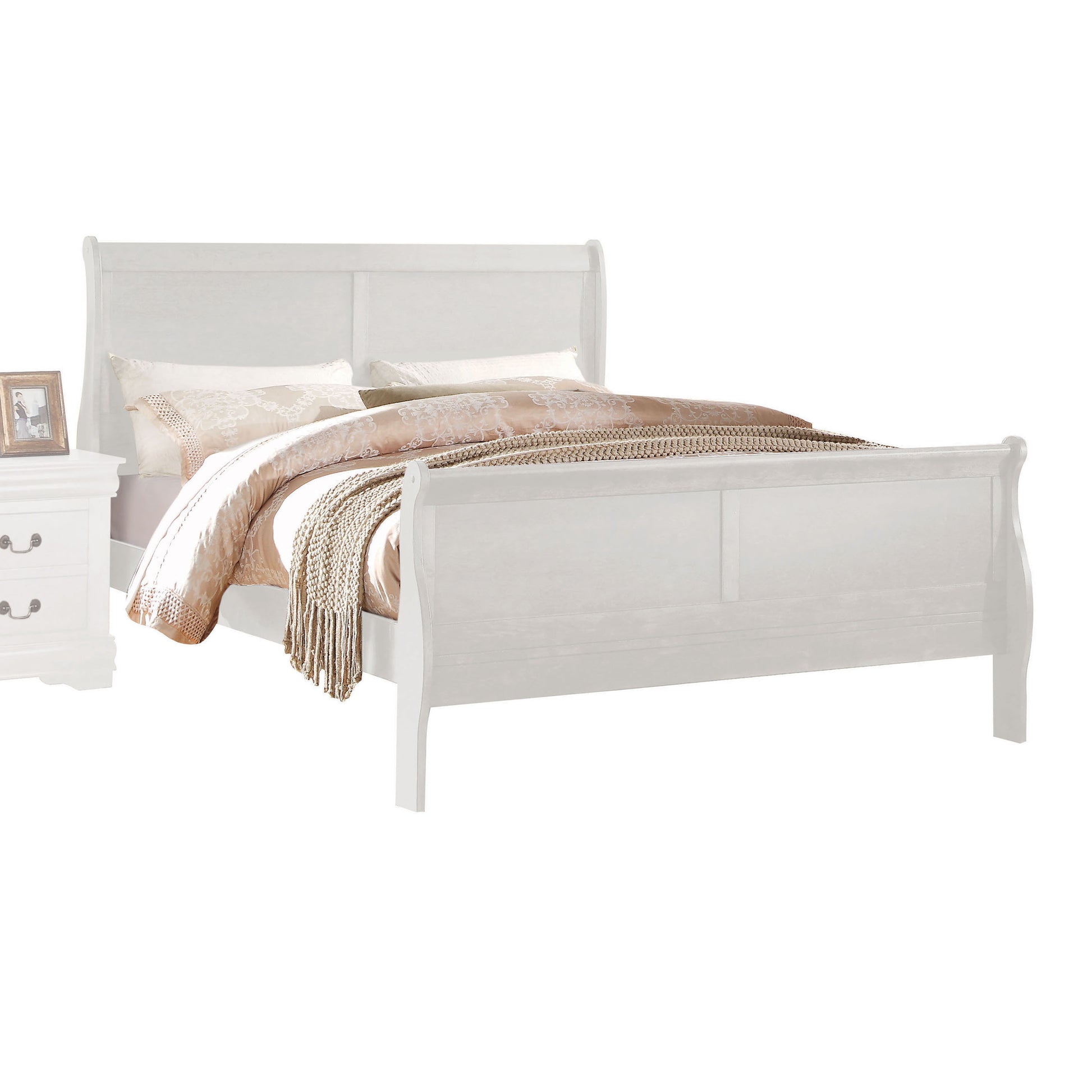 Louis Philippe White Finish 4 PCS Bedroom Set (E. King) FredCo