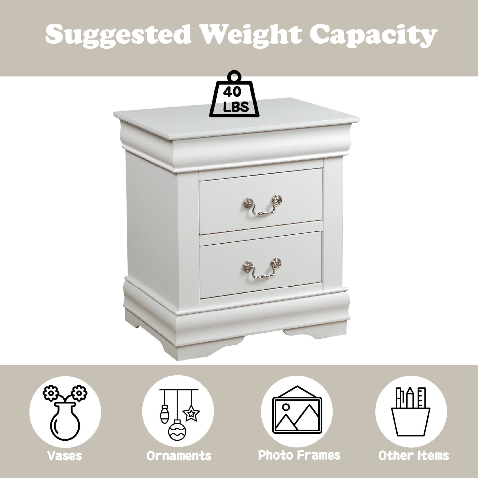 Louis Philippe White Finish 4 PCS Bedroom Set (E. King) FredCo