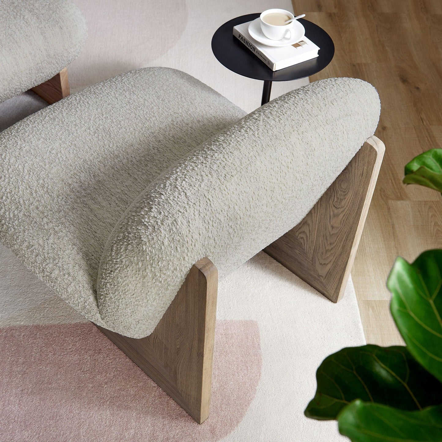 Loyal Boucle Fabric Accent Chair and Ottoman Set by Modway FredCo