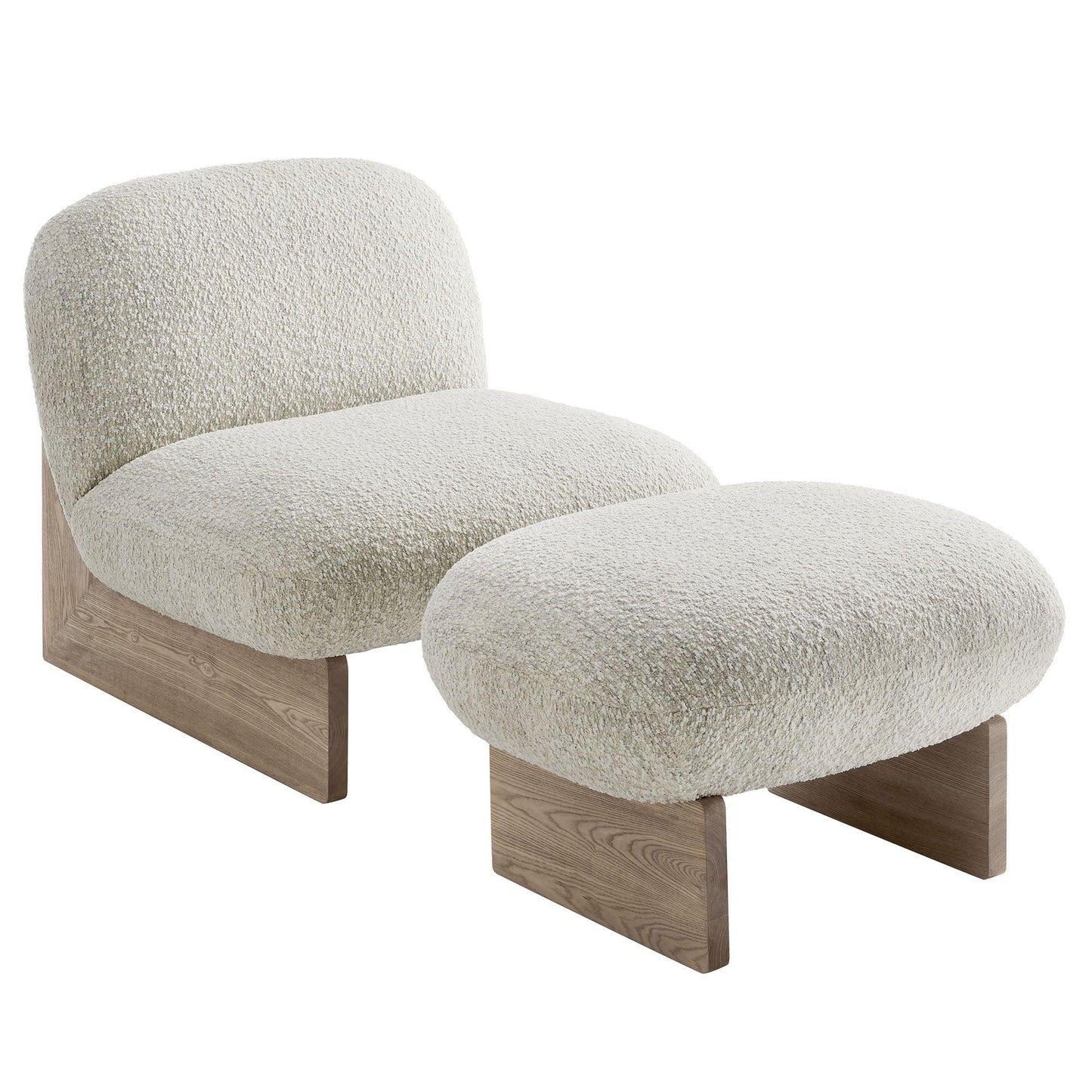 Loyal Boucle Fabric Accent Chair and Ottoman Set by Modway FredCo