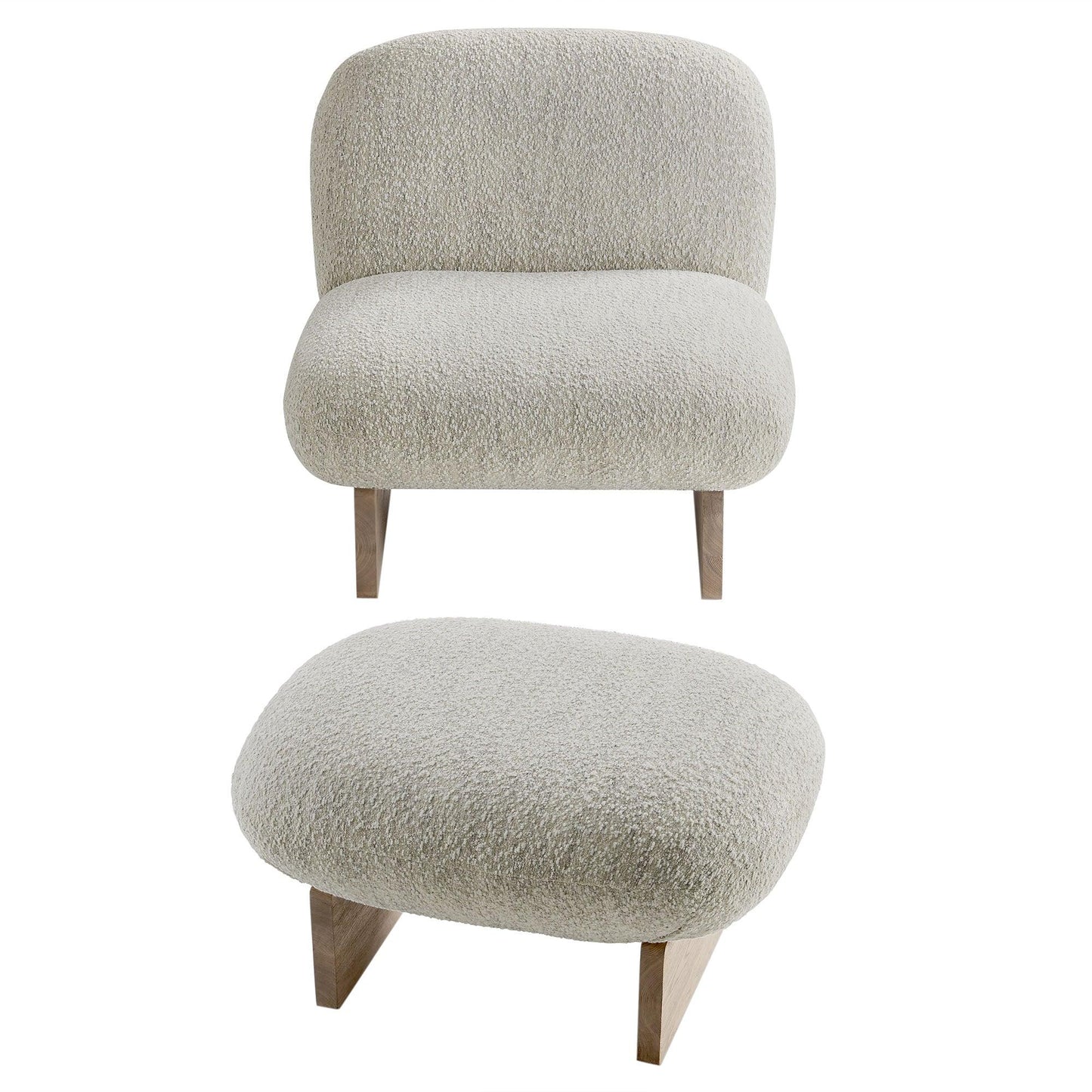 Loyal Boucle Fabric Accent Chair and Ottoman Set by Modway FredCo