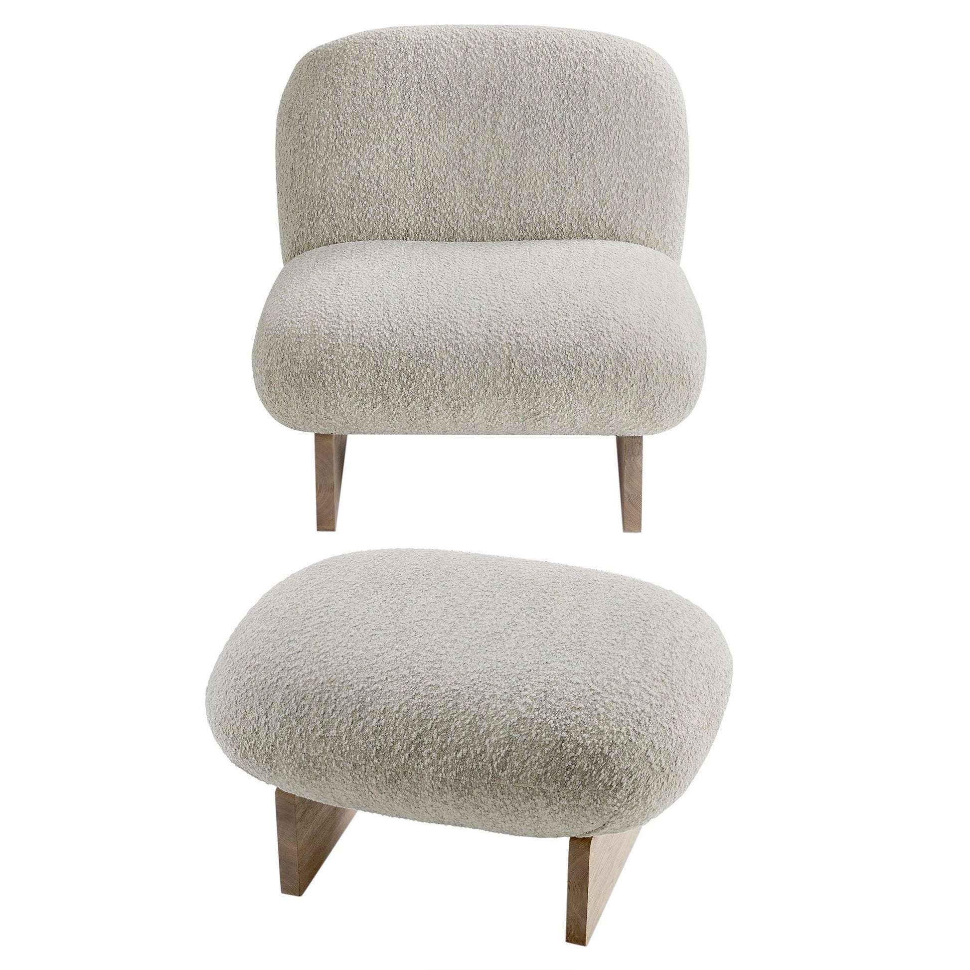Loyal Boucle Fabric Accent Chair and Ottoman Set by Modway FredCo