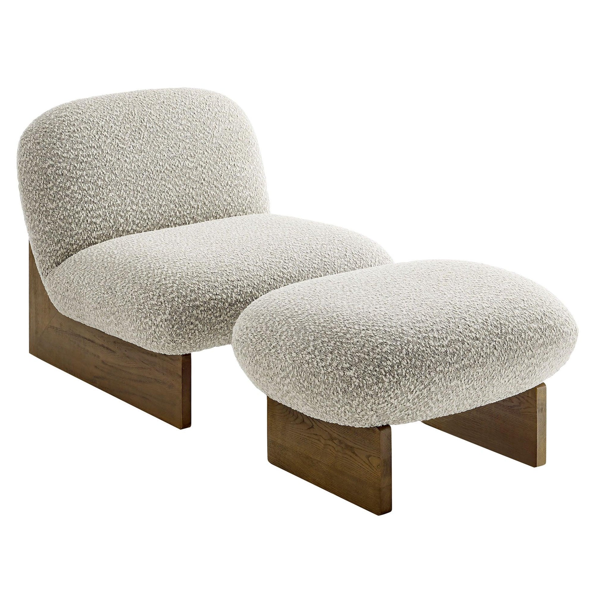 Loyal Boucle Fabric Accent Chair and Ottoman Set by Modway FredCo