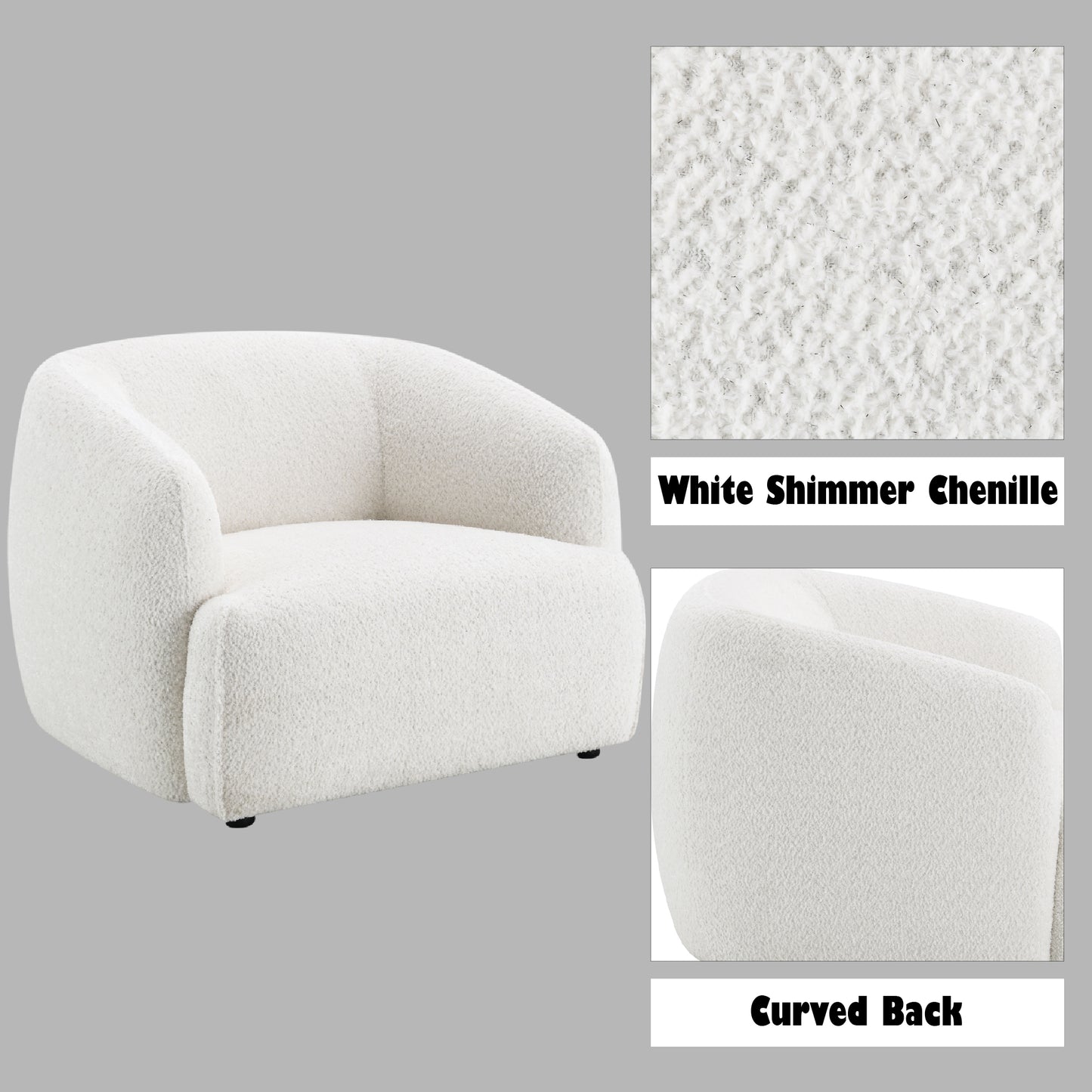 Lucifer White Shimmer Fabric Chair FredCo