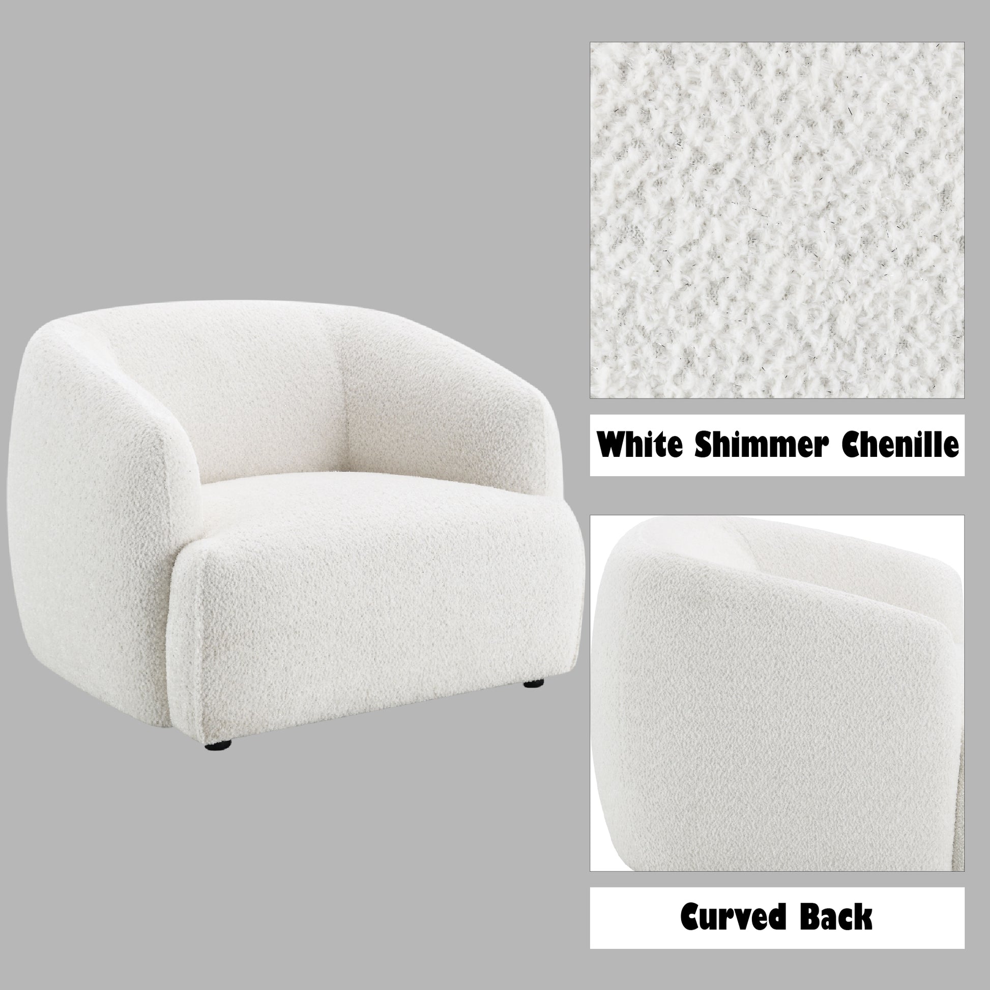 Lucifer White Shimmer Fabric Chair FredCo