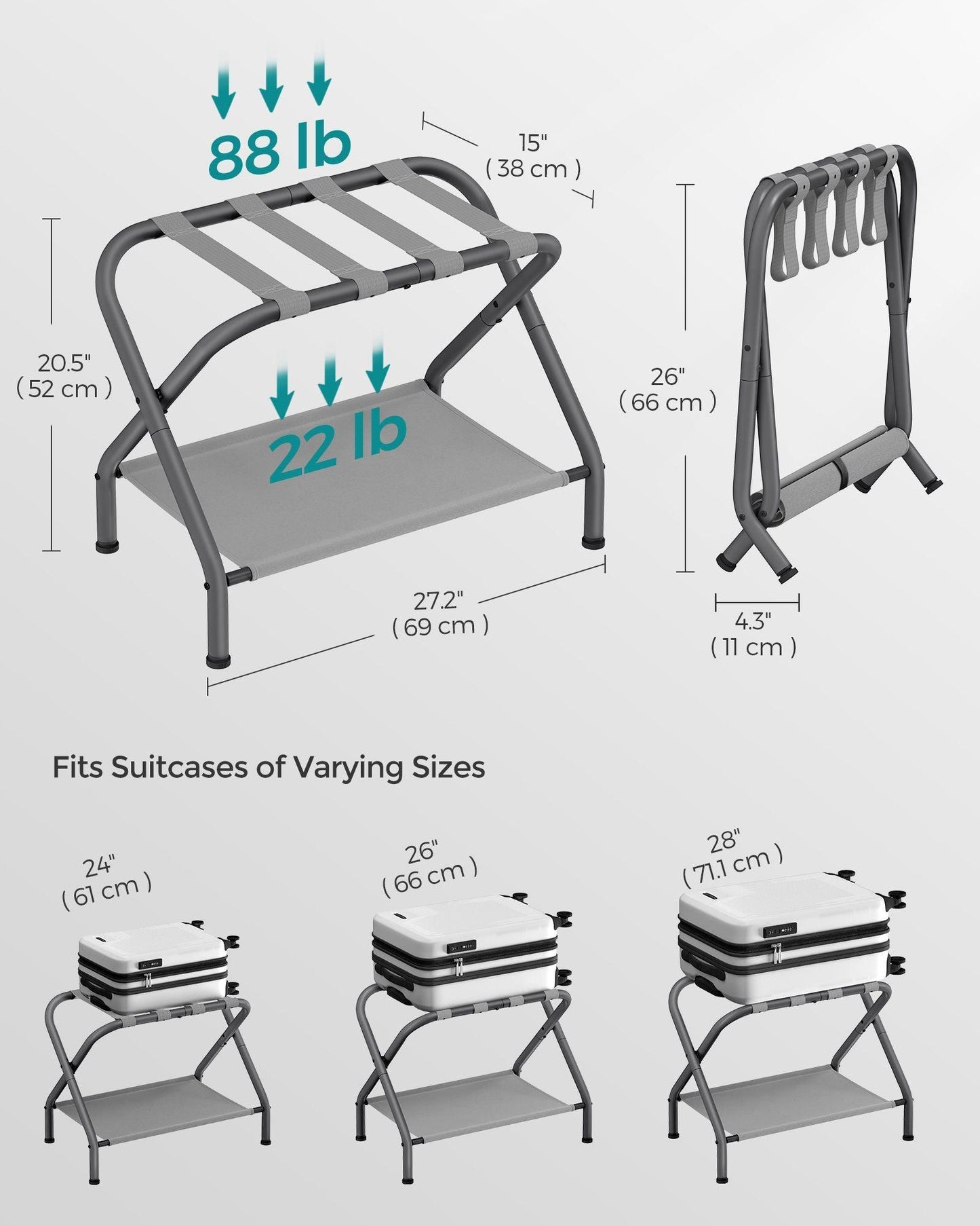 Luggage Rack Slate Gray FredCo