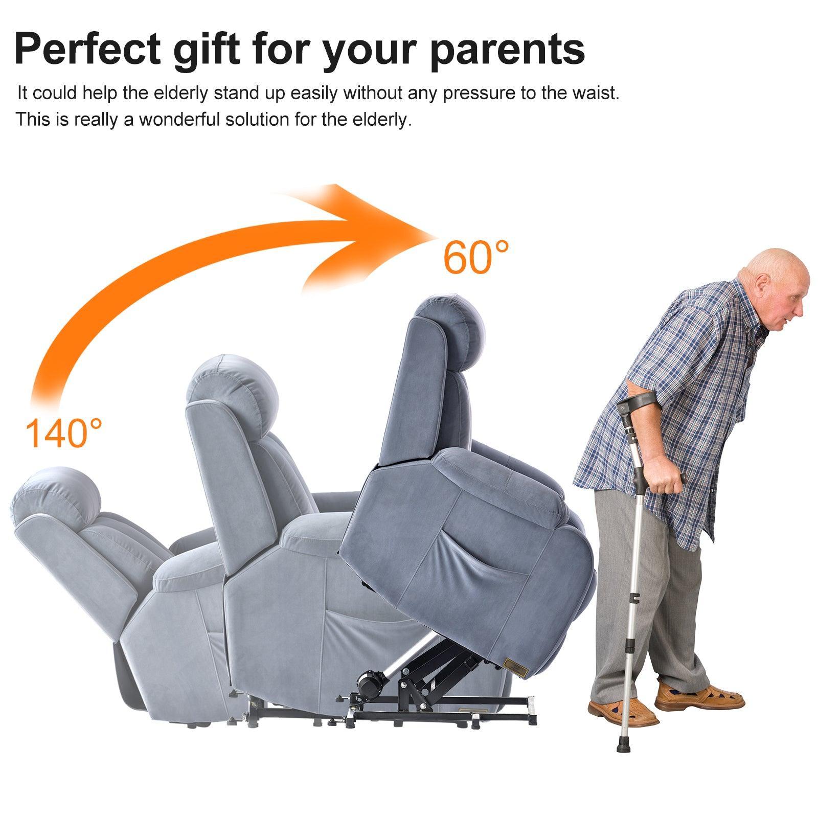 Luxury Lift Chair Recliner with Power Lift Assistance, Adjustable Angles, and Anti-Skid Stability, Light Blue FredCo