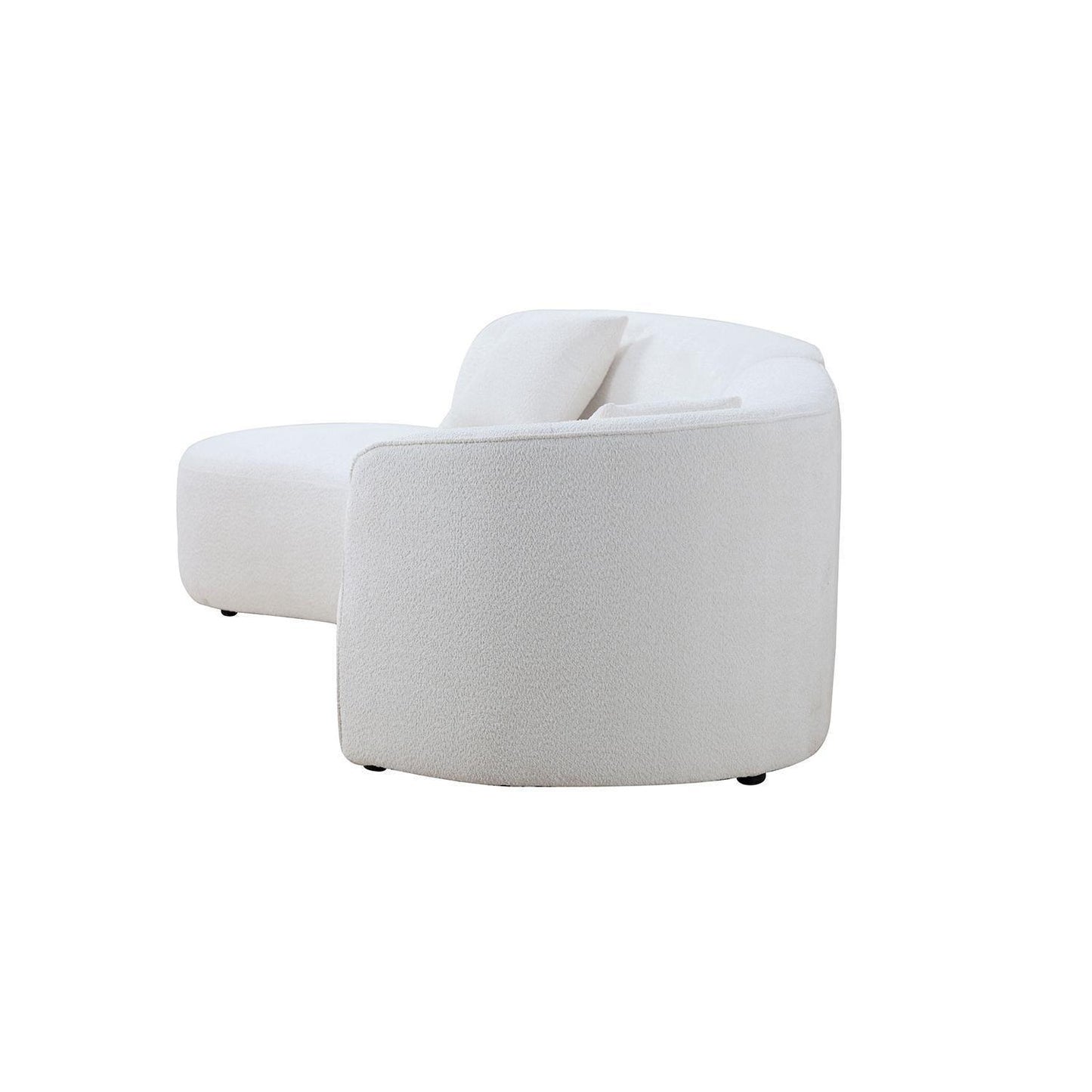Luxury Modern Style Curved Sofa with Chaise 2-Piece Set, Boucle Couch, White FredCo