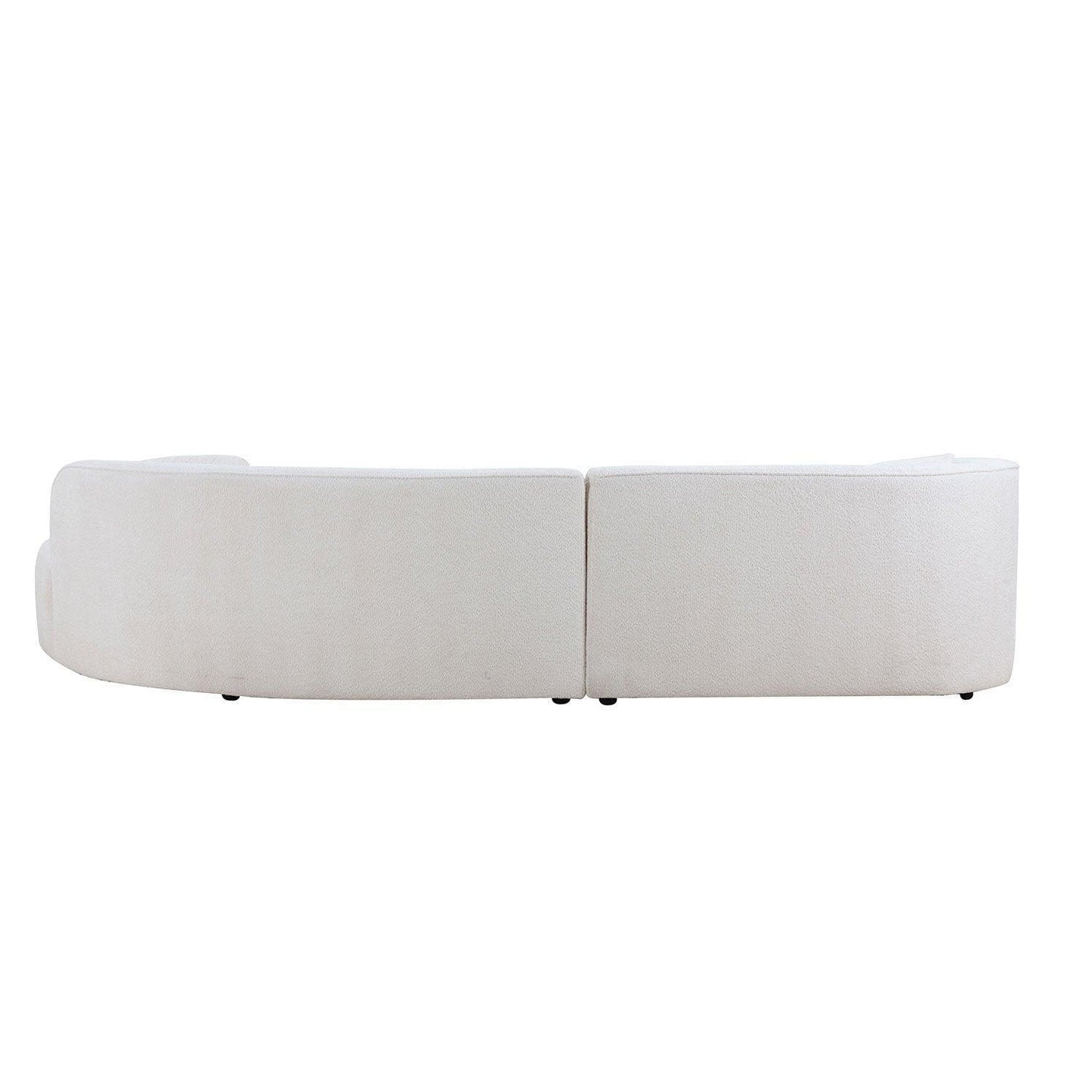 Luxury Modern Style Curved Sofa with Chaise 2-Piece Set, Boucle Couch, White FredCo