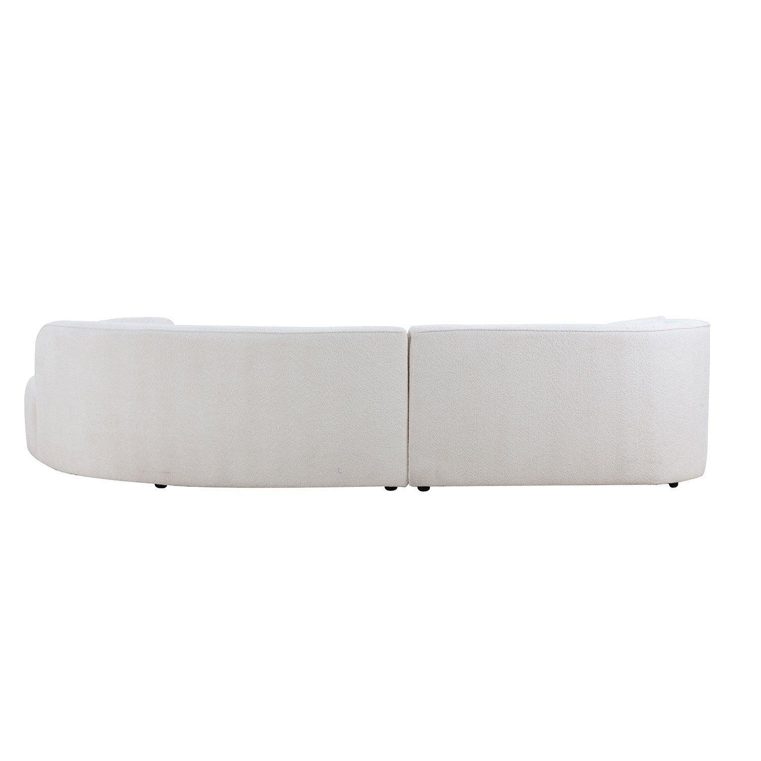 Luxury Modern Style Curved Sofa with Chaise 2-Piece Set, Boucle Couch, White FredCo