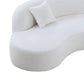 Luxury Modern Style Curved Sofa with Chaise 2-Piece Set, Boucle Couch, White FredCo