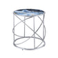Lyda Blue Marble Print & Chrome Finish End Table FredCo