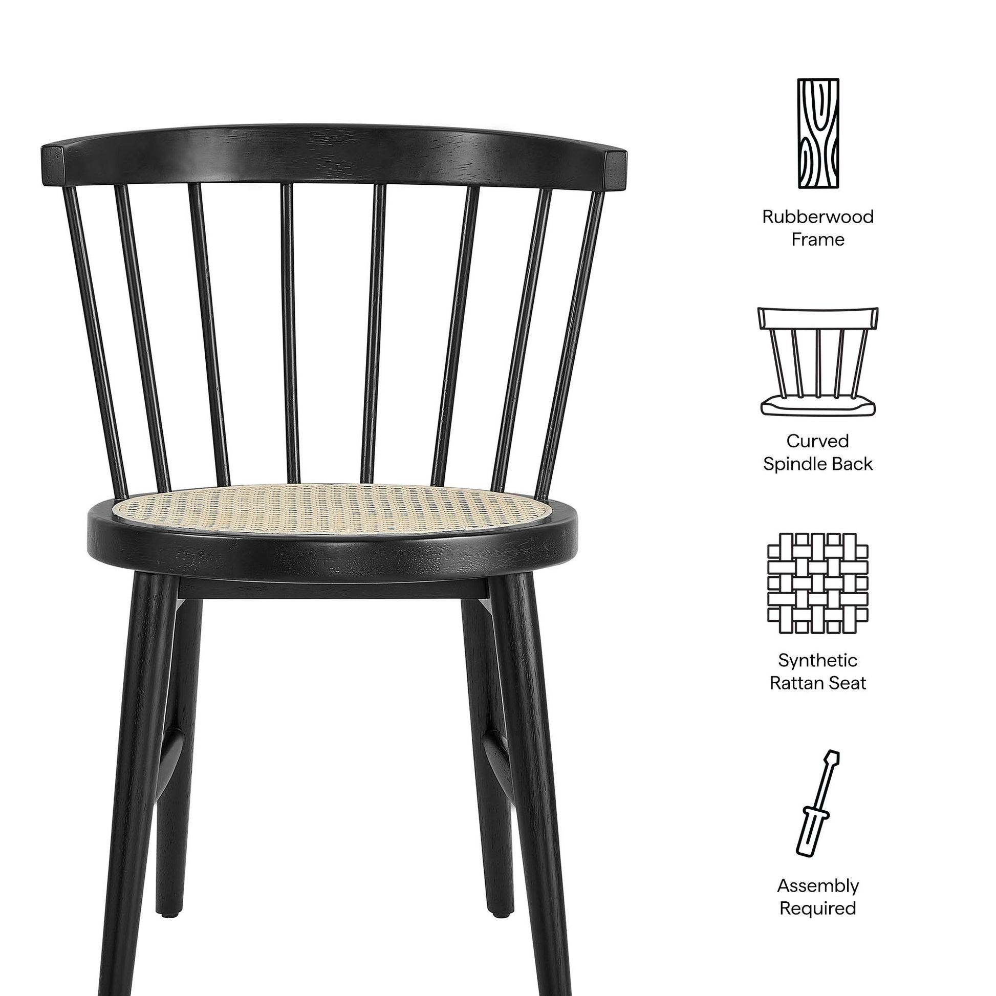 Lykke Curved Spindle Back Dining Chairs Set of 2 by Modway EEI-7350 FredCo