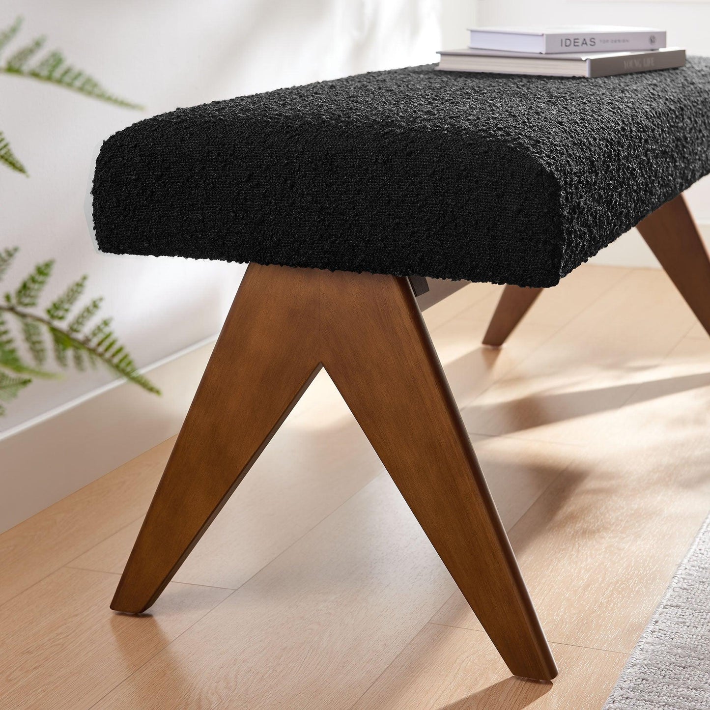 Lyra 47" Boucle Upholstered Bench by Modway FredCo