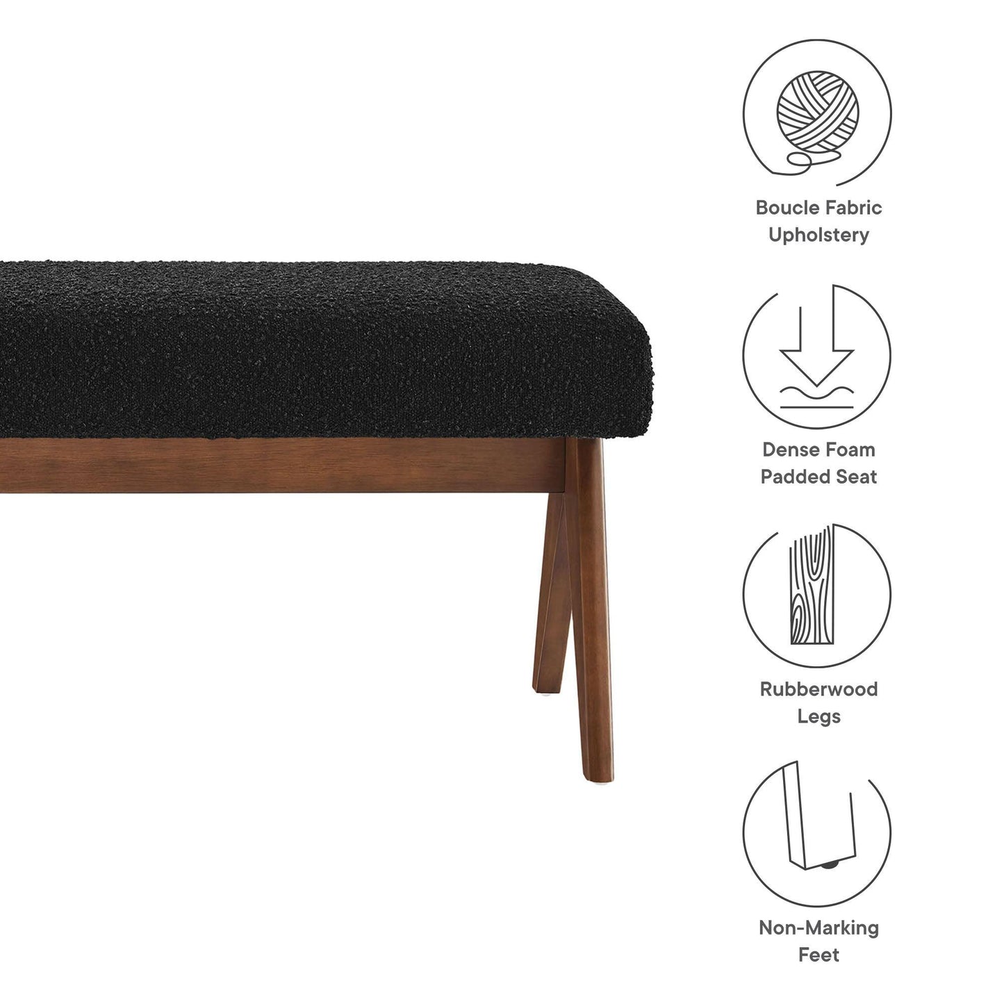 Lyra 47" Boucle Upholstered Bench by Modway FredCo