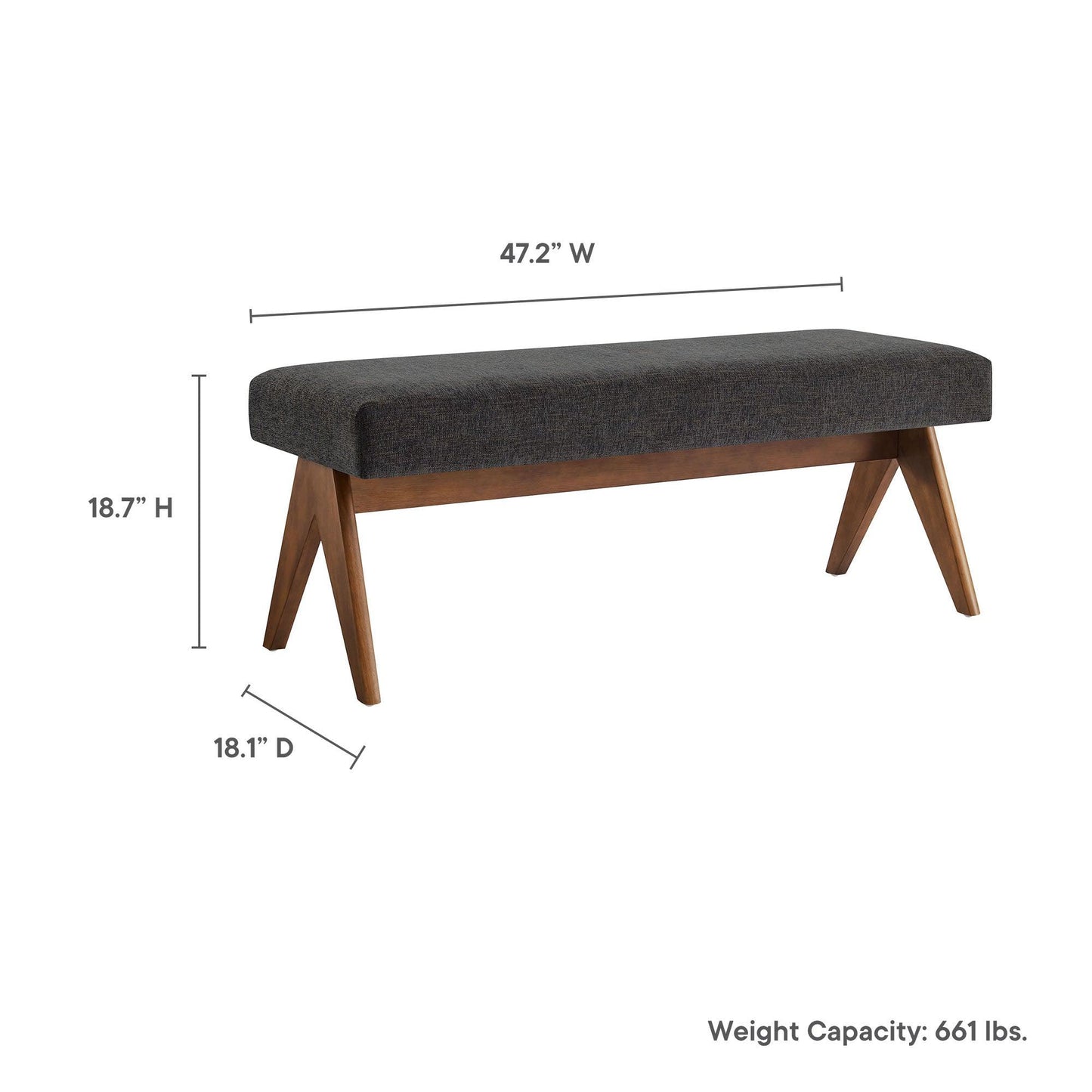 Lyra 47" Fabric Upholstered Bench by Modway FredCo