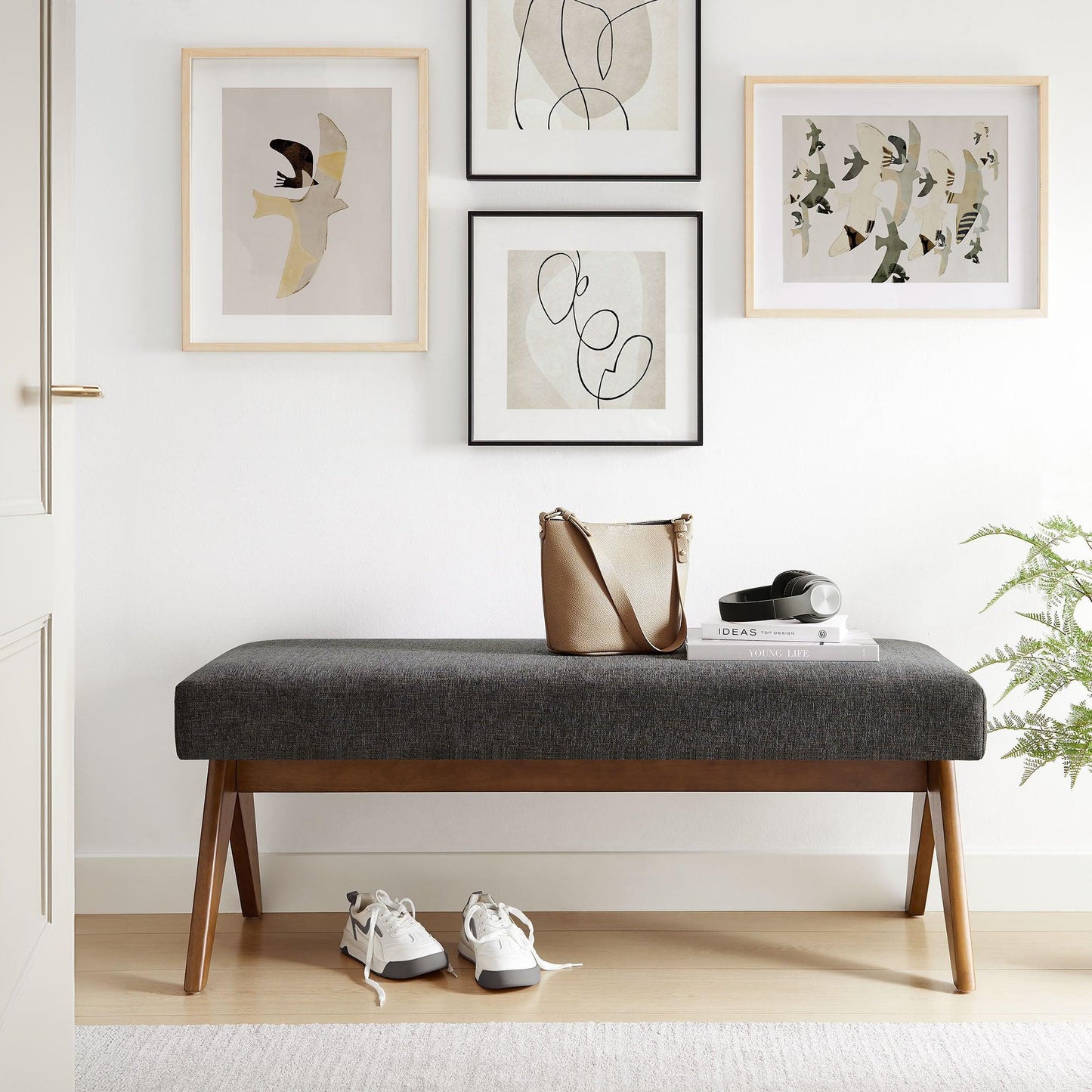Lyra 47" Fabric Upholstered Bench by Modway FredCo