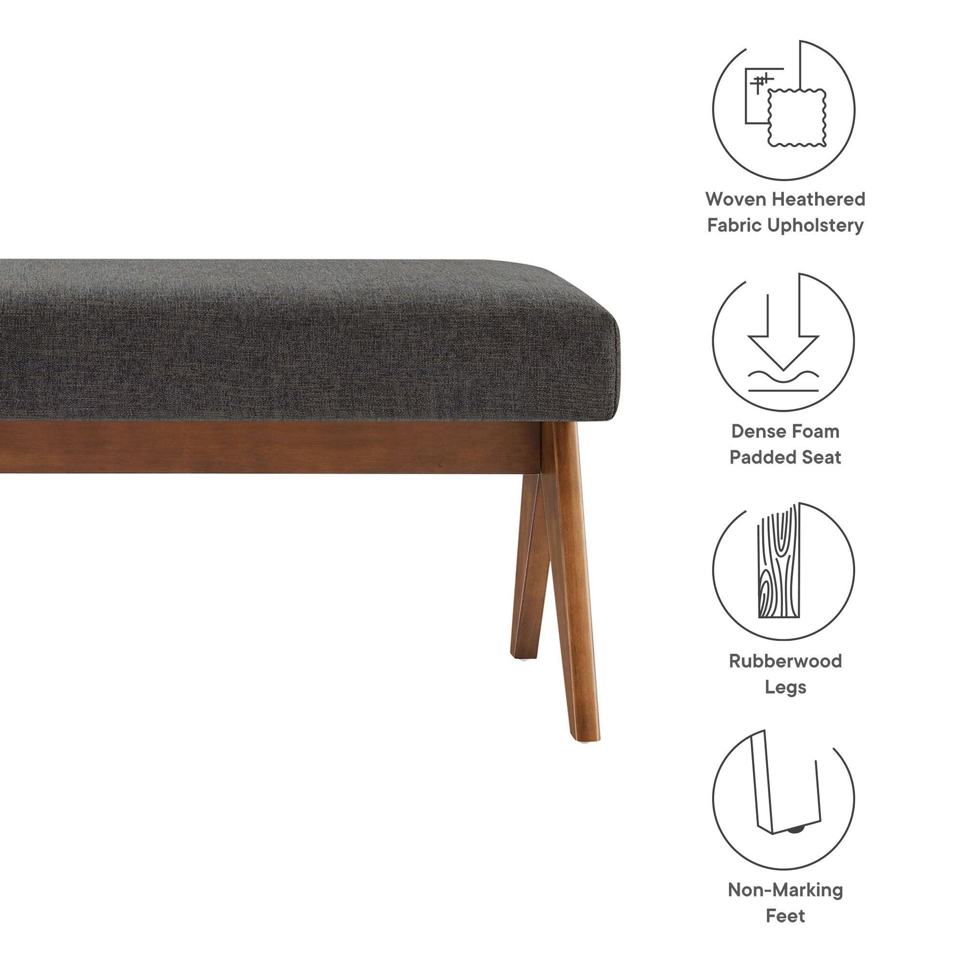 Lyra 47" Fabric Upholstered Bench by Modway FredCo
