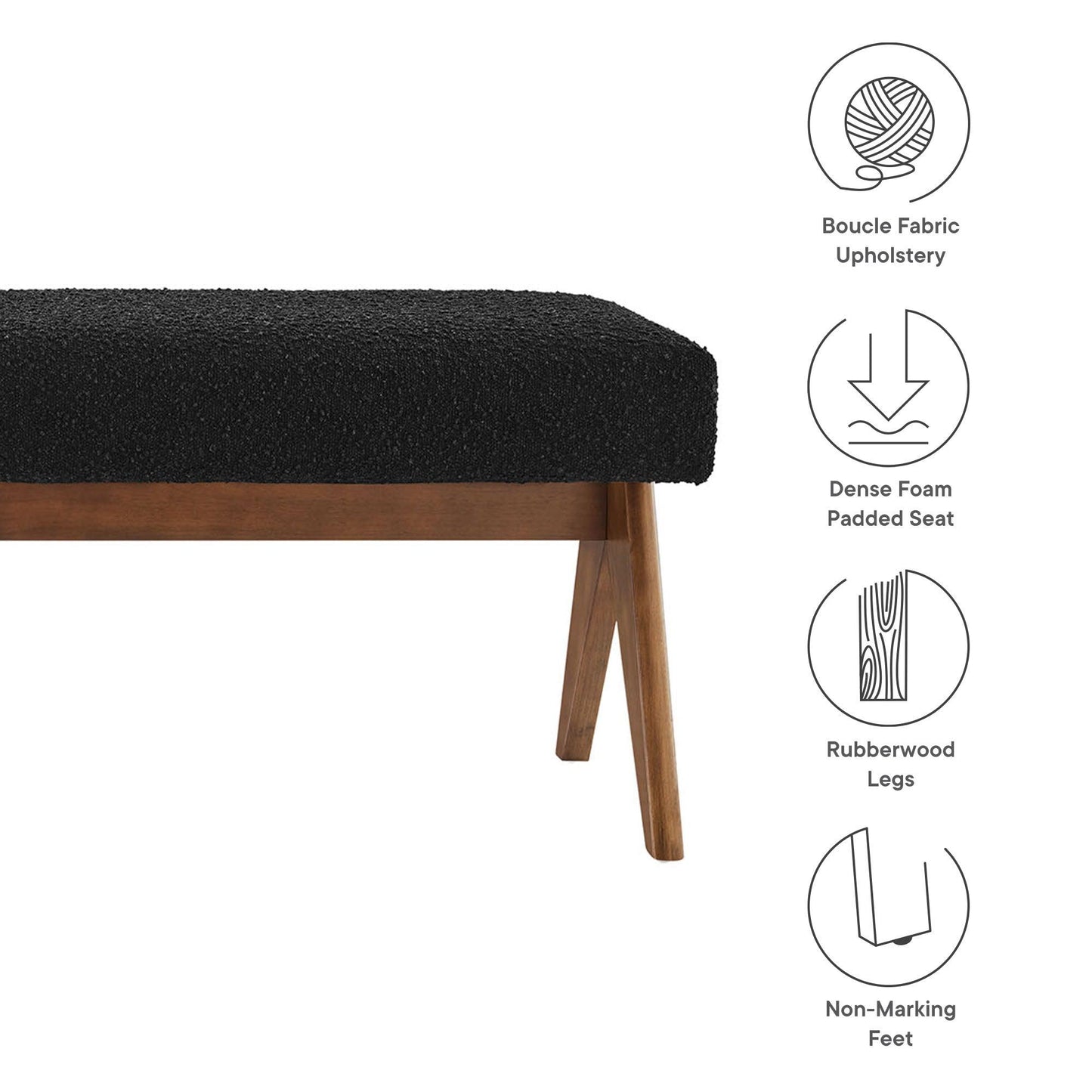 Lyra 63" Boucle Upholstered Bench by Modway FredCo