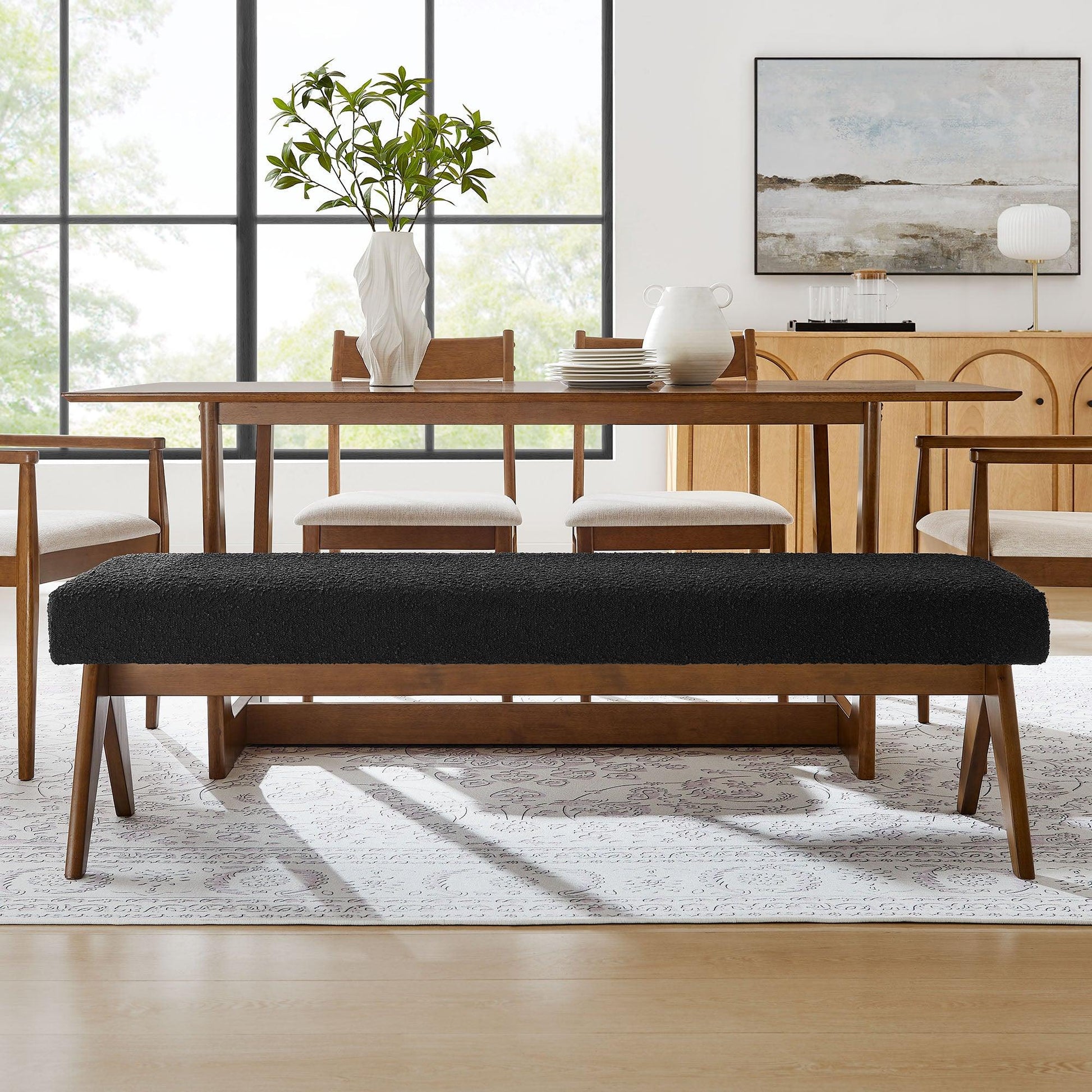 Lyra 63" Boucle Upholstered Bench by Modway FredCo