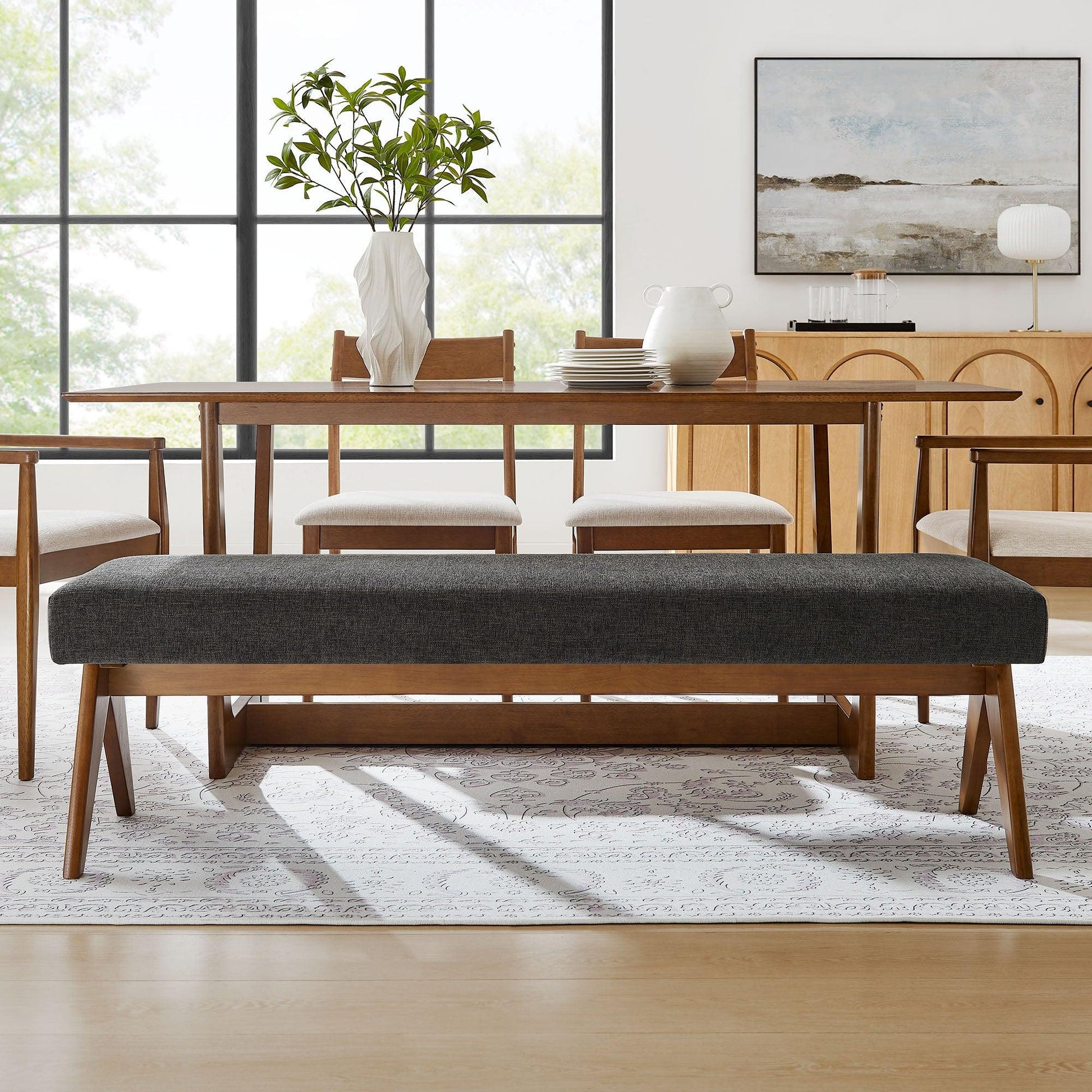 Lyra 63" Fabric Upholstered Bench by Modway FredCo