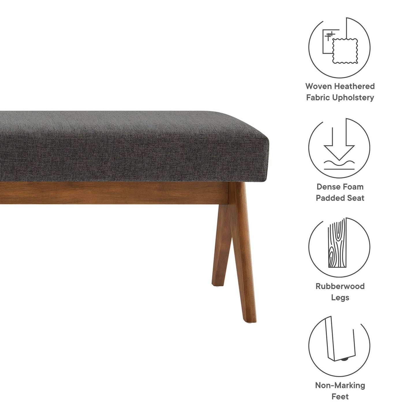 Lyra 63" Fabric Upholstered Bench by Modway FredCo